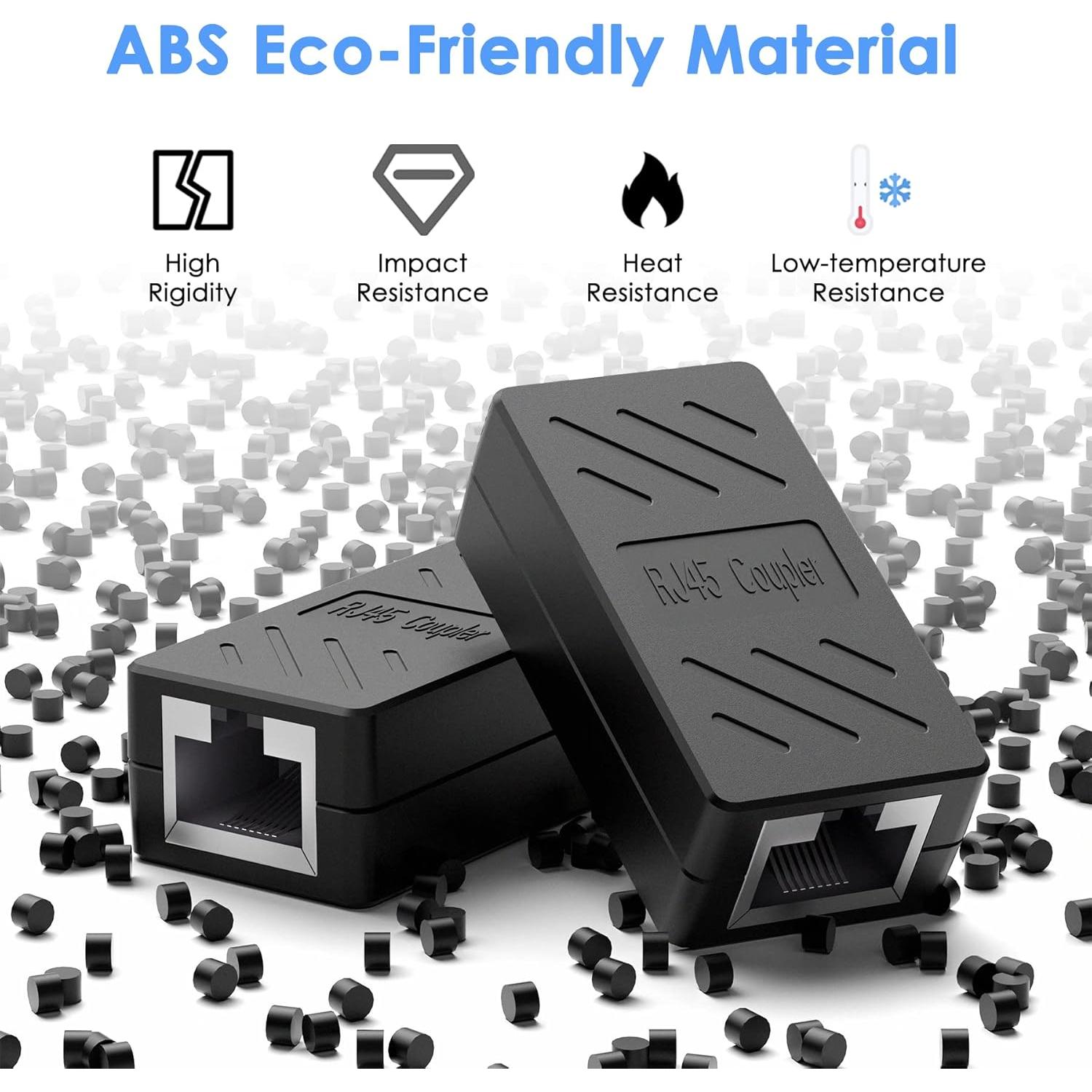 Acoplador RJ45 Dingsun Hembra a Hembra Cat7/Cat6/Cat5e 2Pack Negro