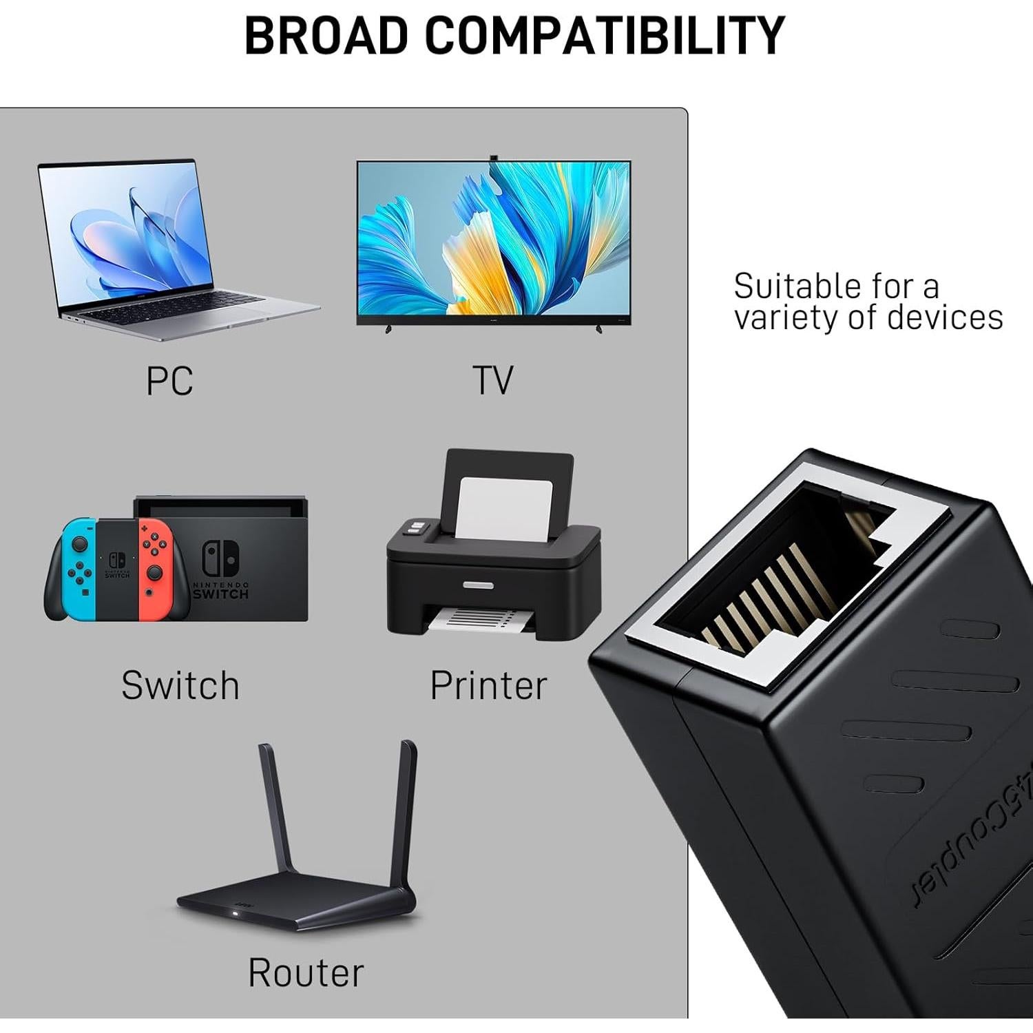 Acoplador de Red DARKROCK RJ45 para Cat7/Cat6/Cat5e/Cat5