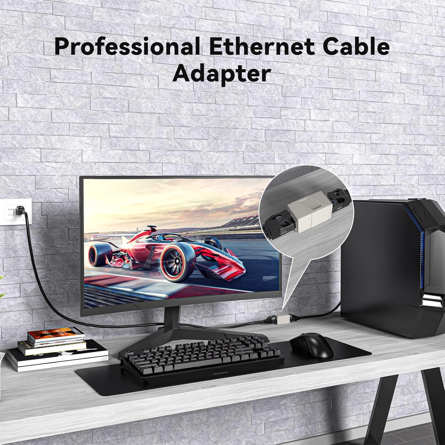 Acoplador RJ45 Hembra a Hembra ECJTU 2 Paquete Blanco