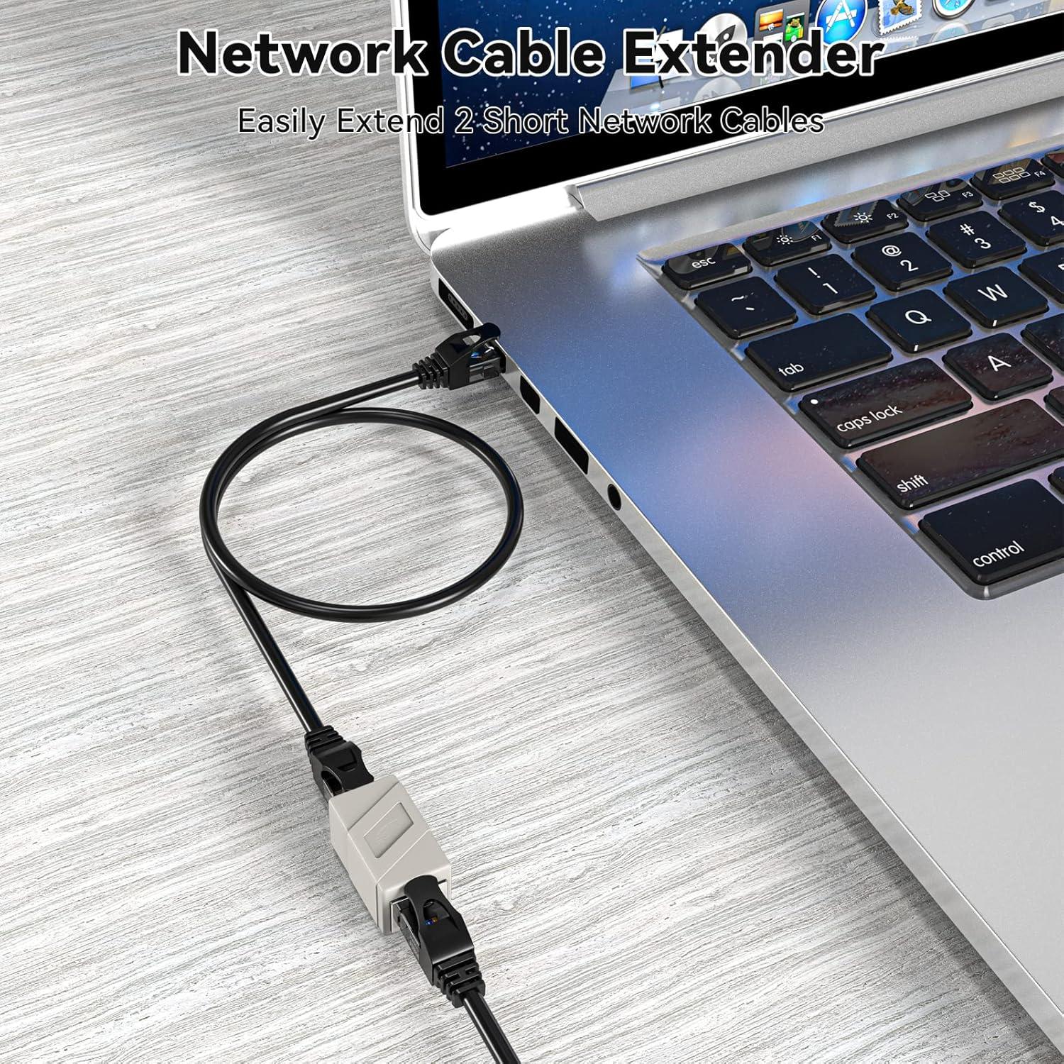 Acoplador RJ45 Hembra a Hembra ECJTU 2 Paquete Blanco