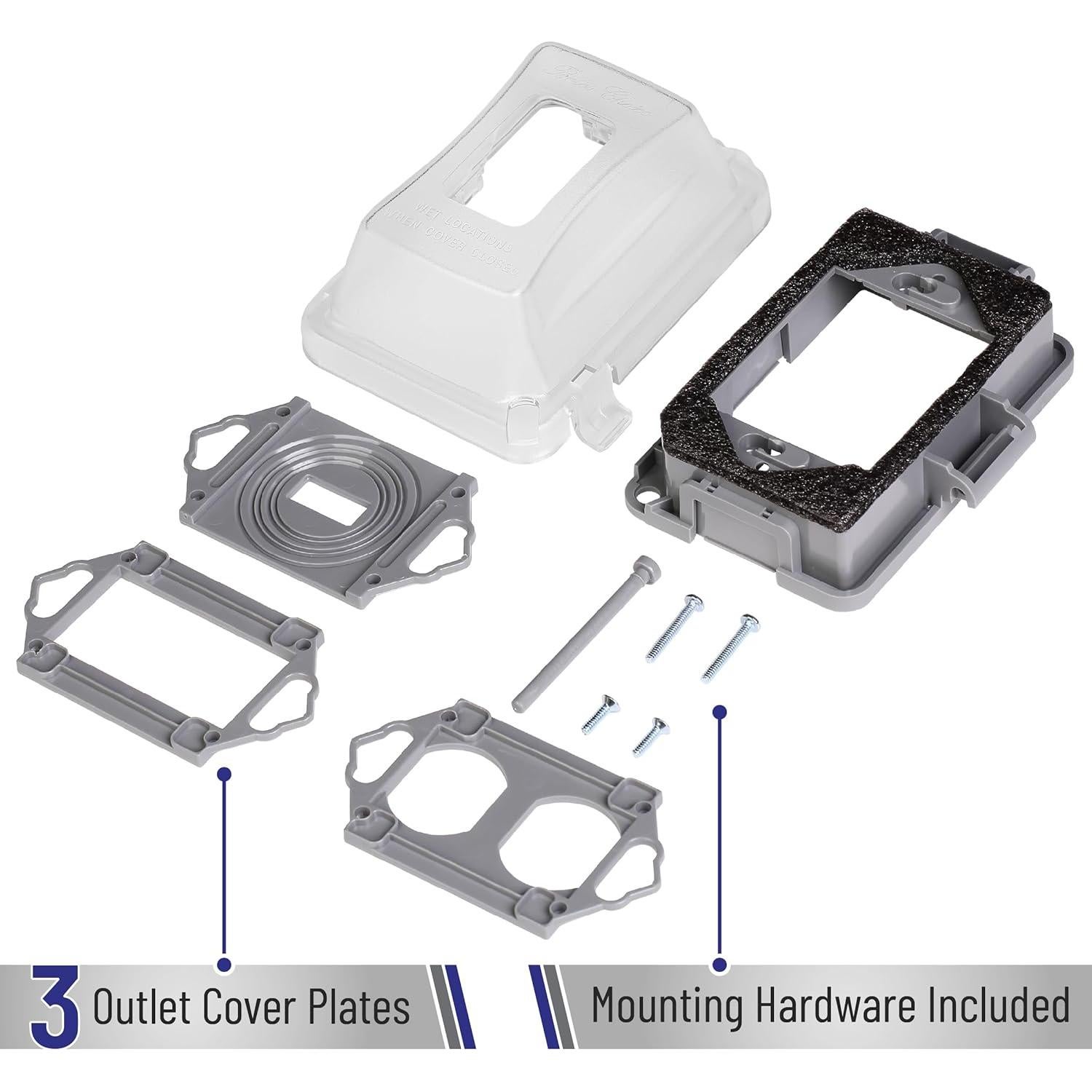 Cubierta de Enchufe Exterior Bates 1-Gang Transparente