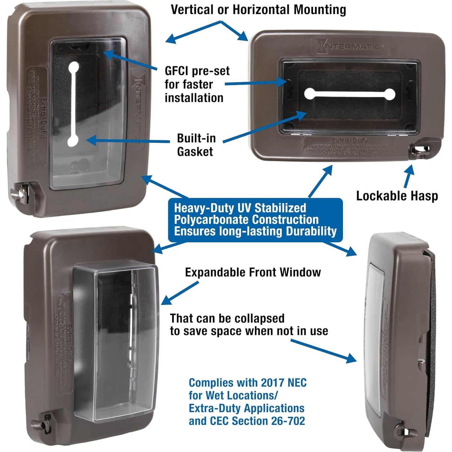 Cubierta a Prueba de Climas Intermatic WP7000BR 1 Gang Marrón