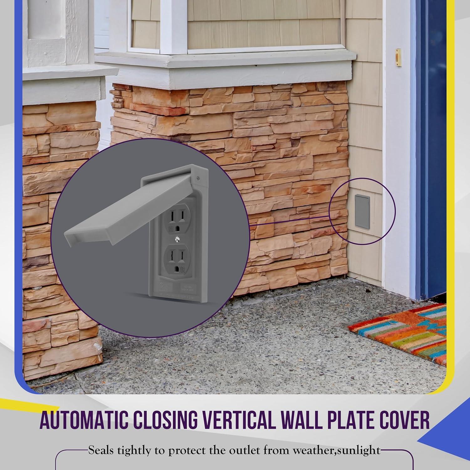 Placa de Pared Vertical Dúplex Enerlites Gris 12.29x7.19cm