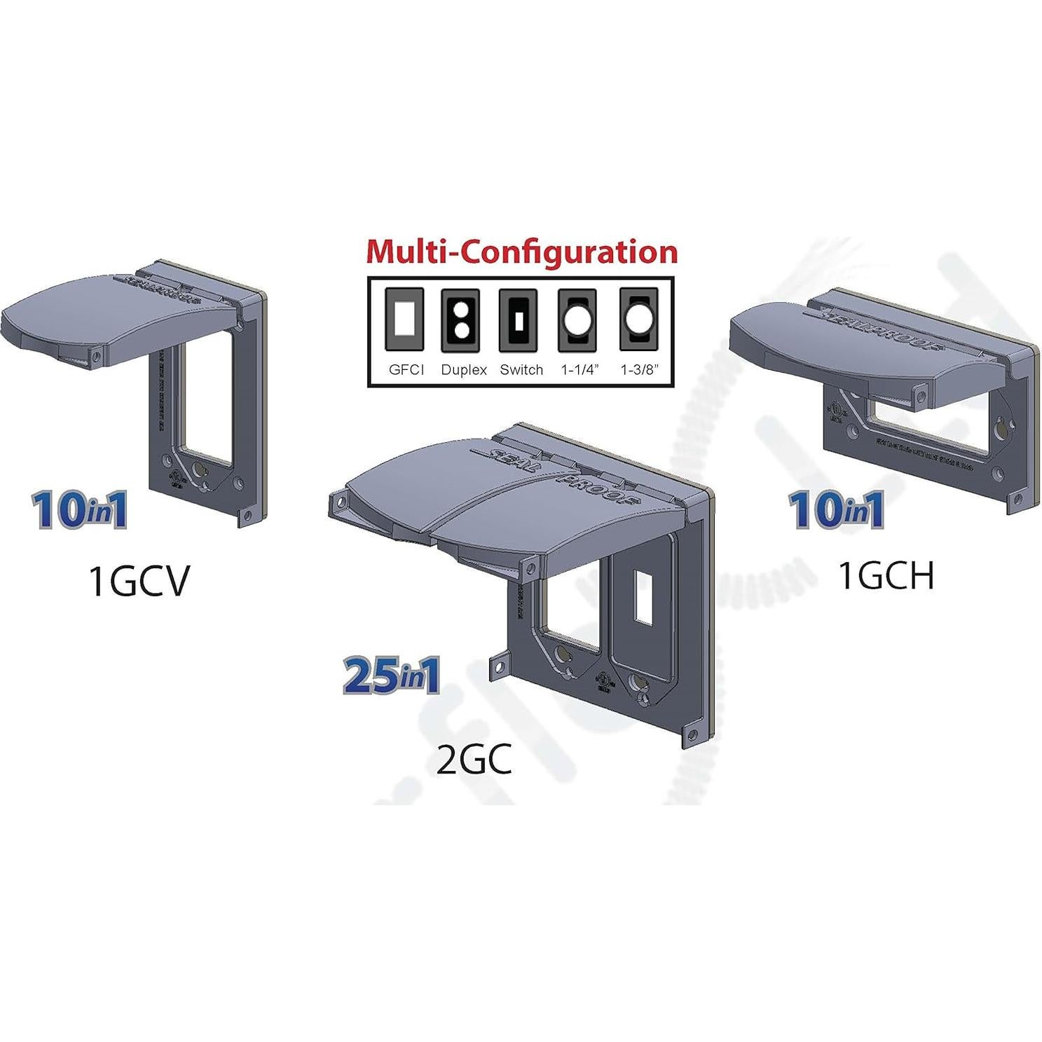 Cubierta de Salida Metálica Sealproof 1-Gang Gris Horizontal