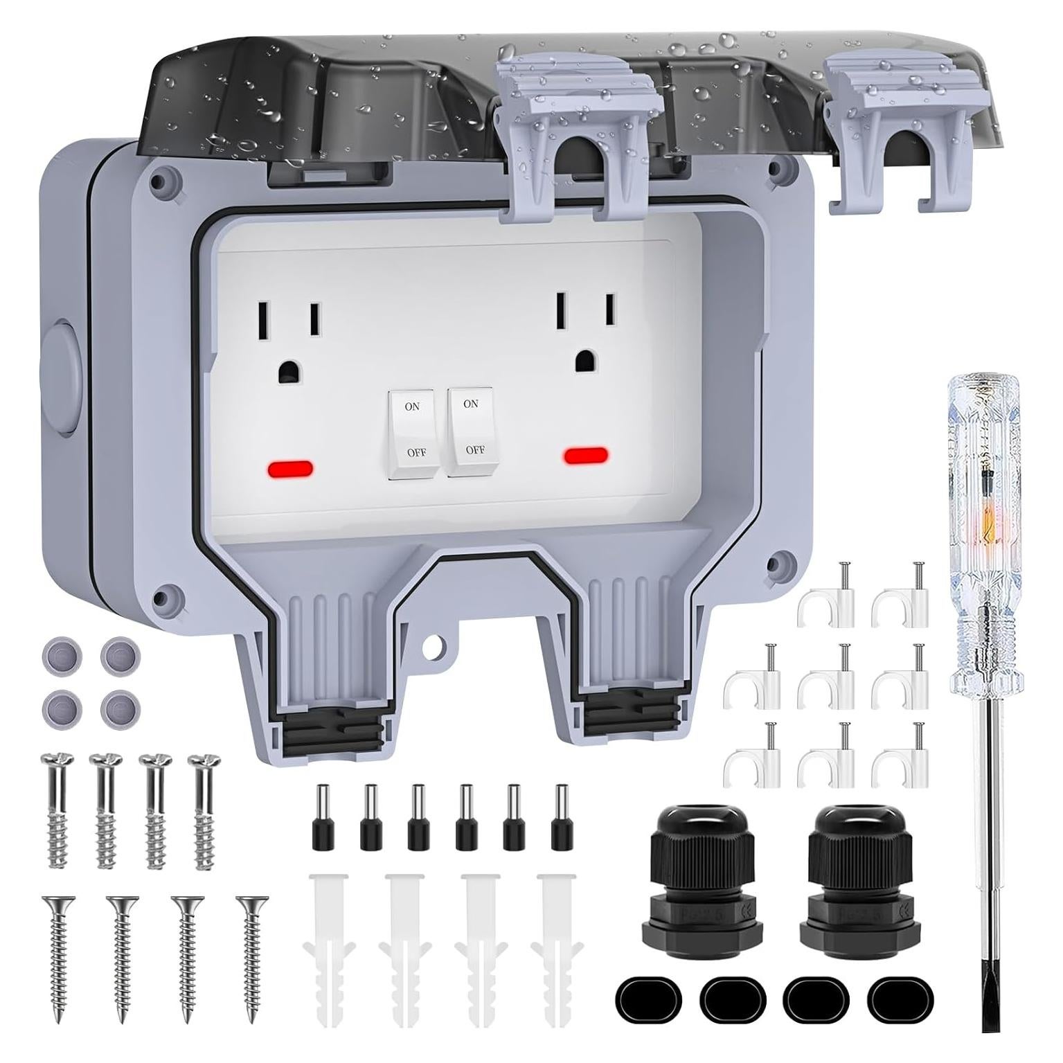 Enchufe Exterior Impermeable IP66 Beizkna 2-Gang con Tapa