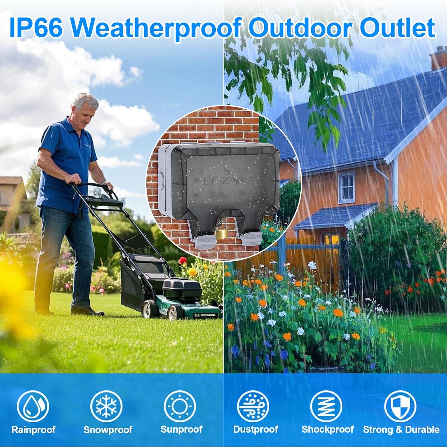 Enchufe Exterior Impermeable IP66 Beizkna 2-Gang con Tapa