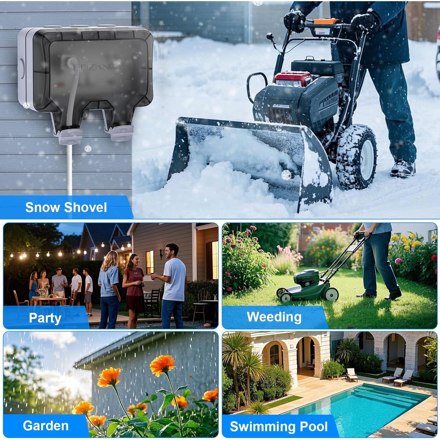 Enchufe Exterior Impermeable IP66 Beizkna 2-Gang con Tapa