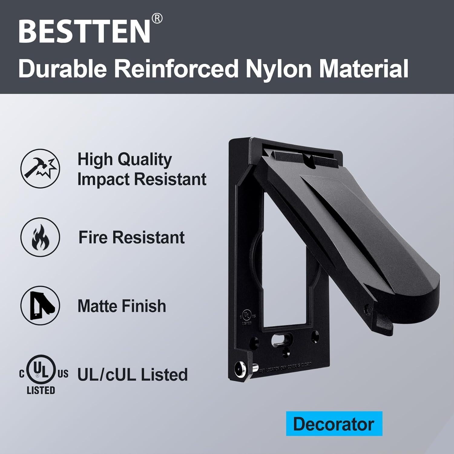 Tapa de Enchufe Exterior BESTTEN 3 Paquetes GFCI Negro