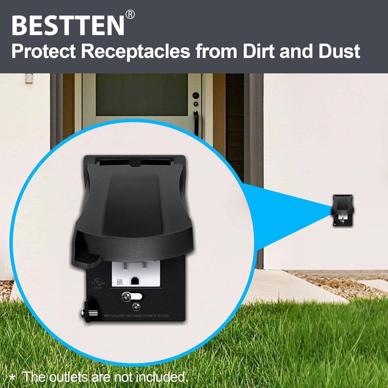 Tapa de Enchufe Exterior BESTTEN 3 Paquetes GFCI Negro