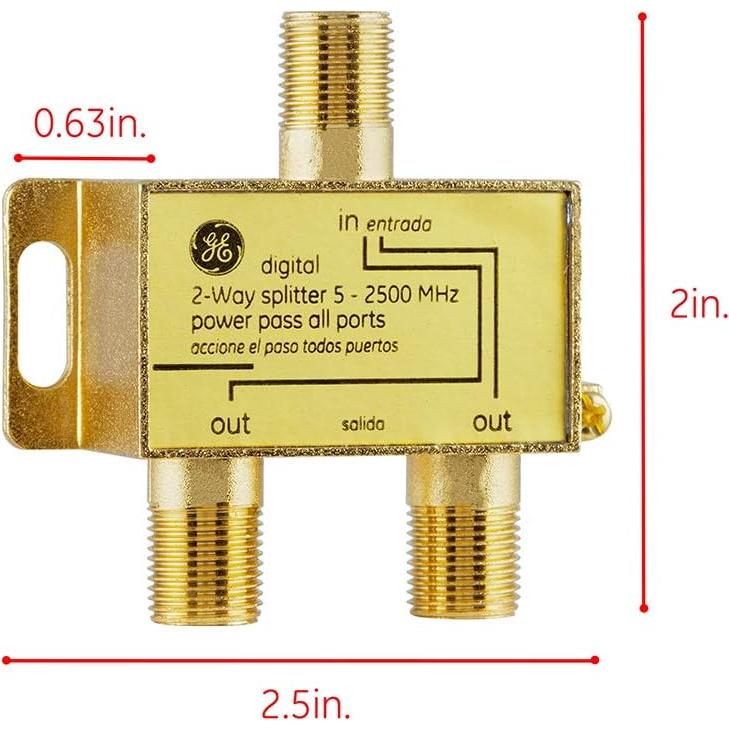 Divisor Coaxial Digital GE 2 Vías 2.5 GHz para TV e Internet