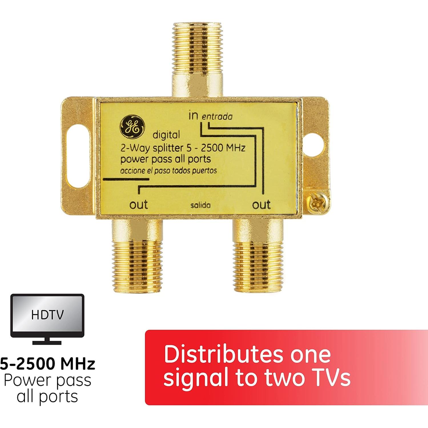 Divisor Coaxial Digital GE 2 Vías 2.5 GHz para TV e Internet