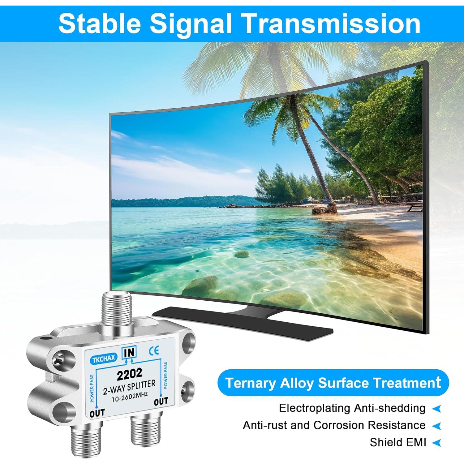 Divisor de Cable Coaxial 2 Vías TKCHAX 10-2600MHz RG6