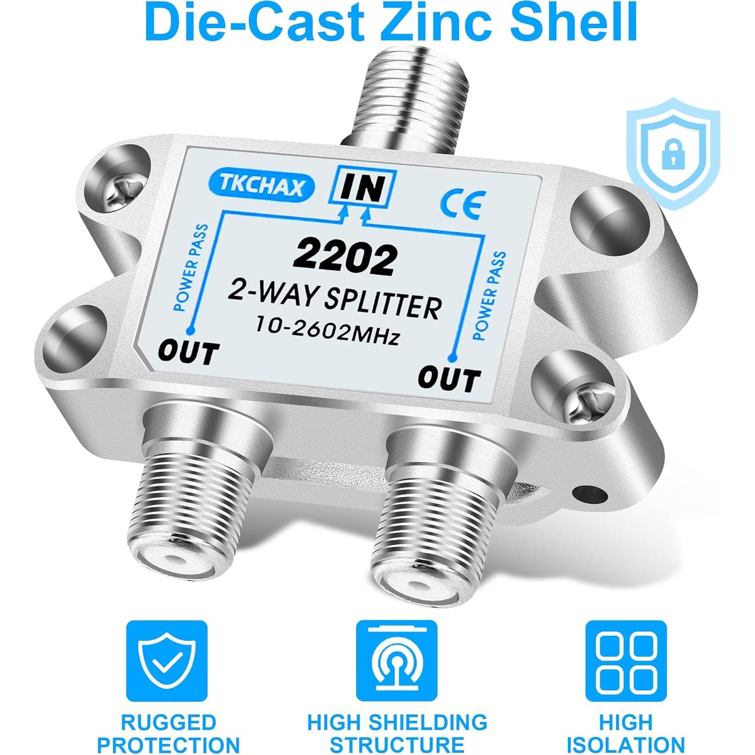 Divisor de Cable Coaxial 2 Vías TKCHAX 10-2600MHz RG6