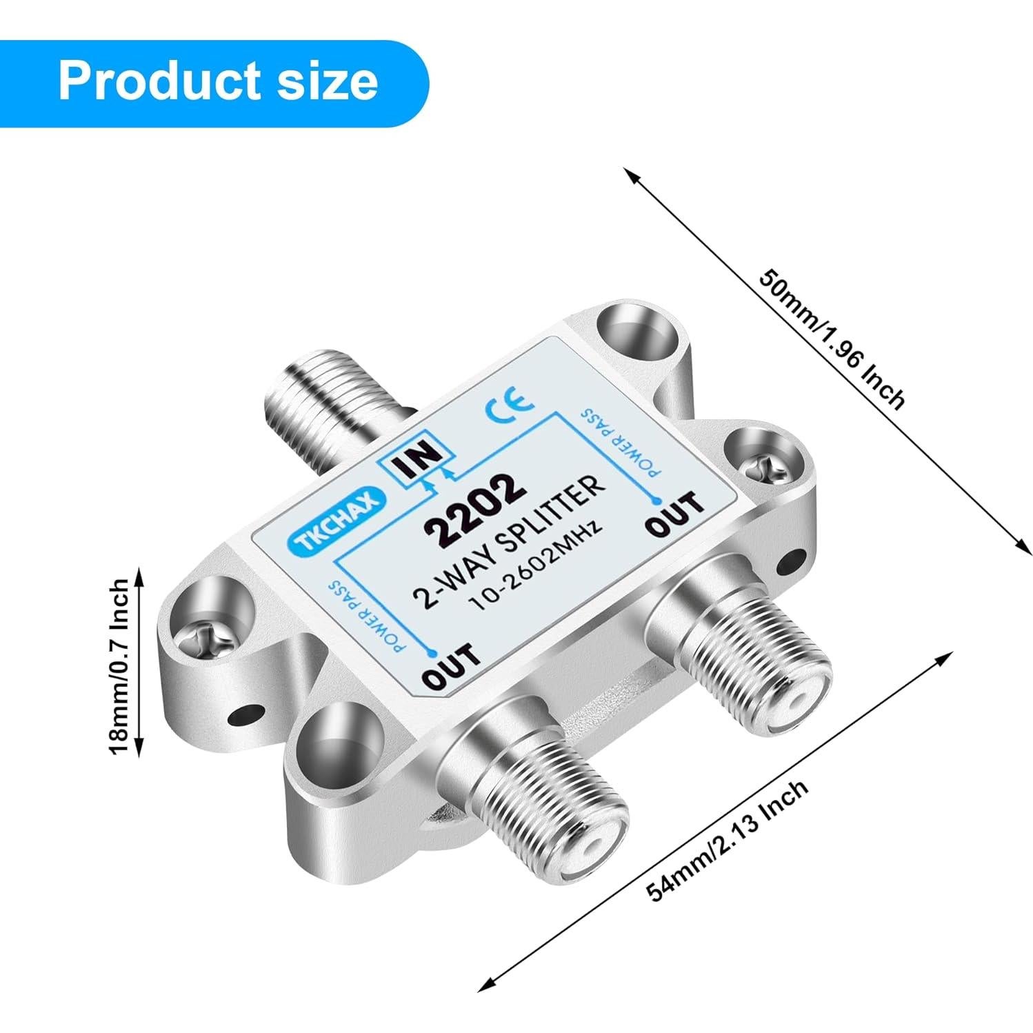 Divisor de Cable Coaxial 2 Vías TKCHAX 10-2600MHz RG6