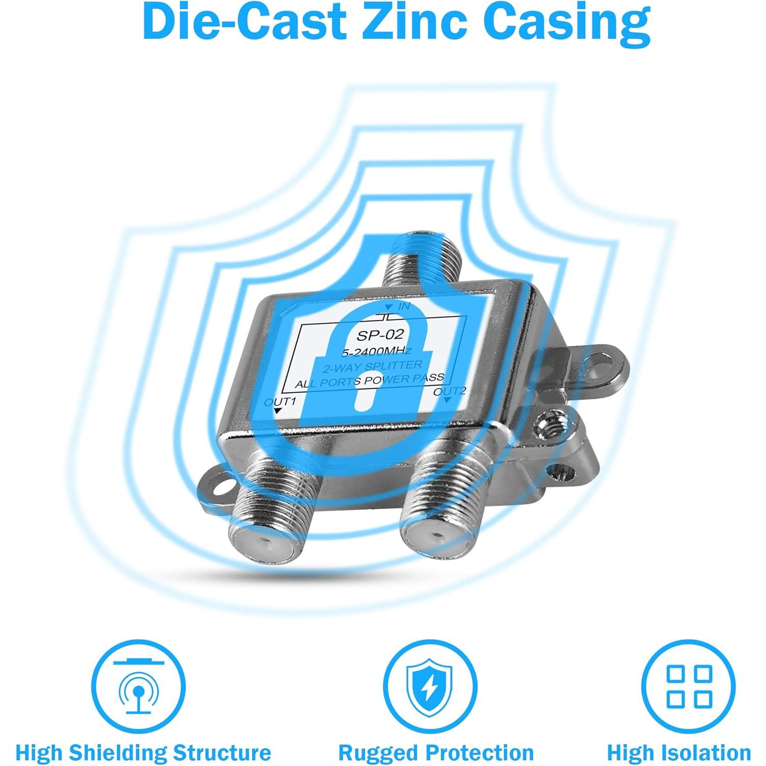 Divisor Coaxial NEWCARE 2 Vías 5-2400MHz para TV e Internet