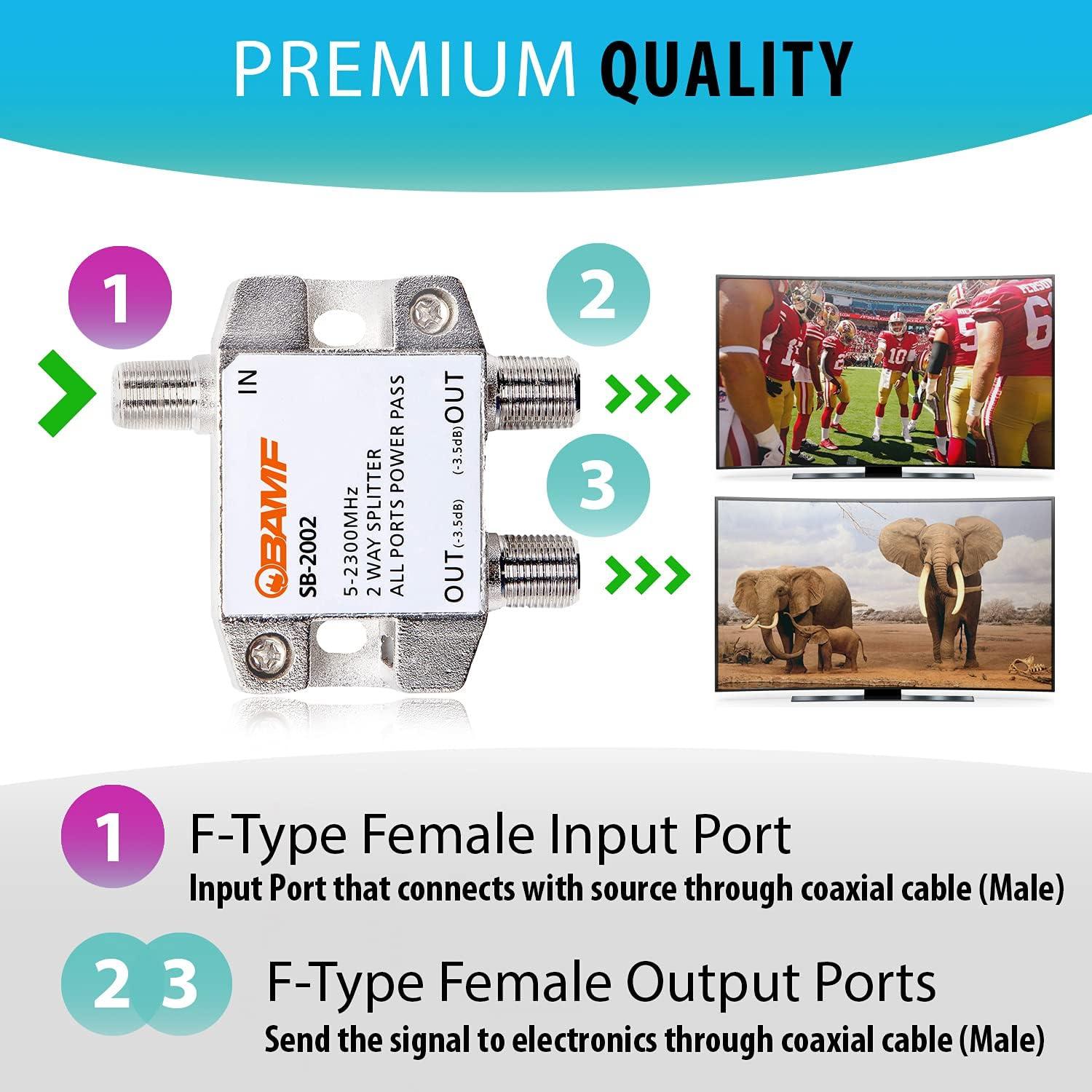 Divisor de Cable Coaxial Bidireccional BAMF 2 Vías 5-2300MHz