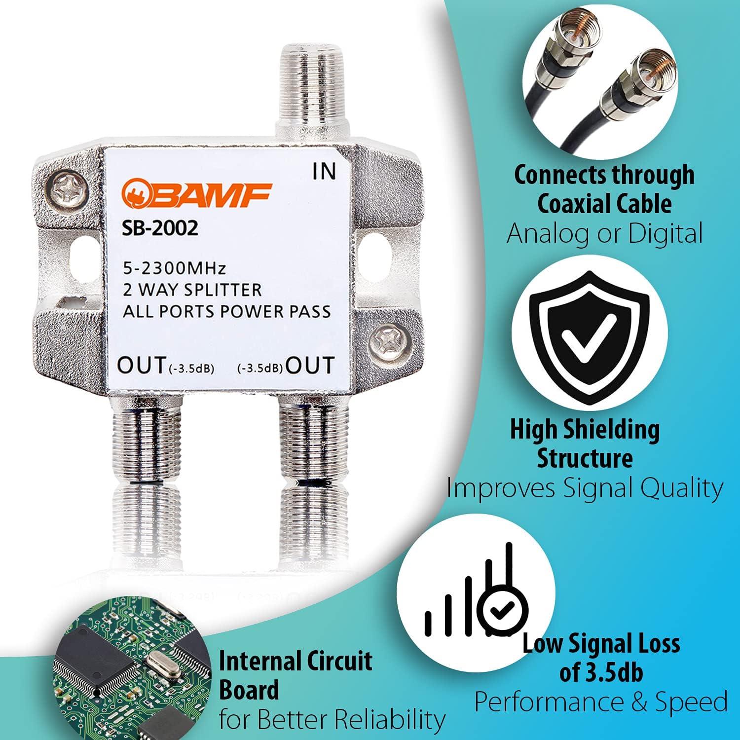 Divisor de Cable Coaxial Bidireccional BAMF 2 Vías 5-2300MHz