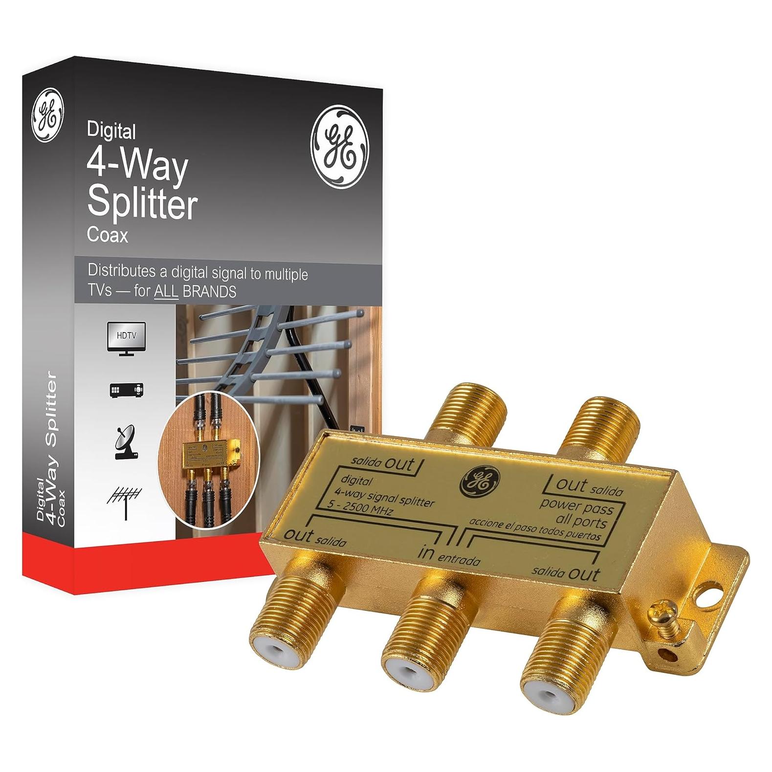 Divisor Coaxial Digital 4 Vías GE 2.5 GHz para TV y Internet