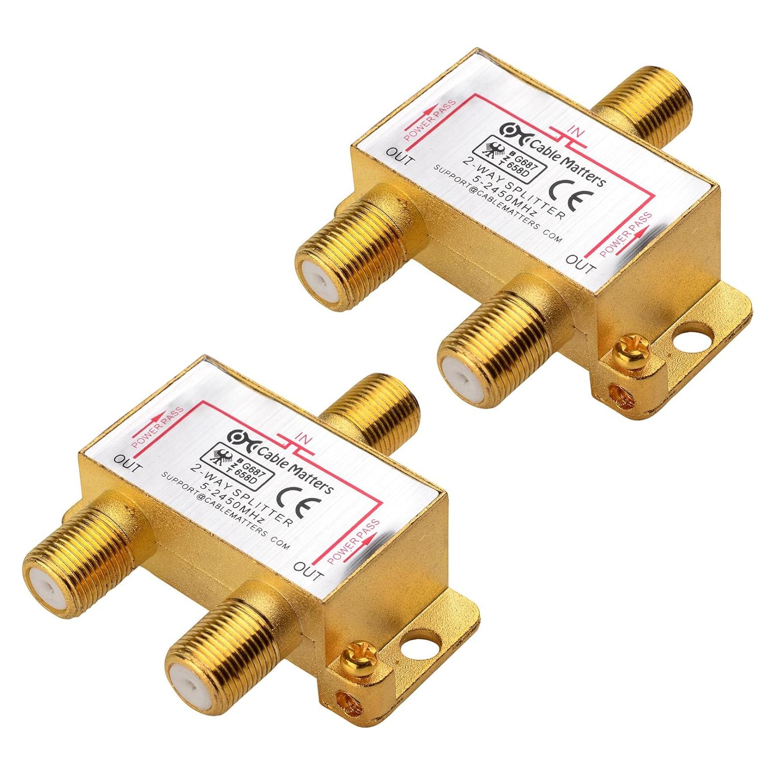 Divisor Coaxial 2 Vías Cable Matters Chapado en Oro