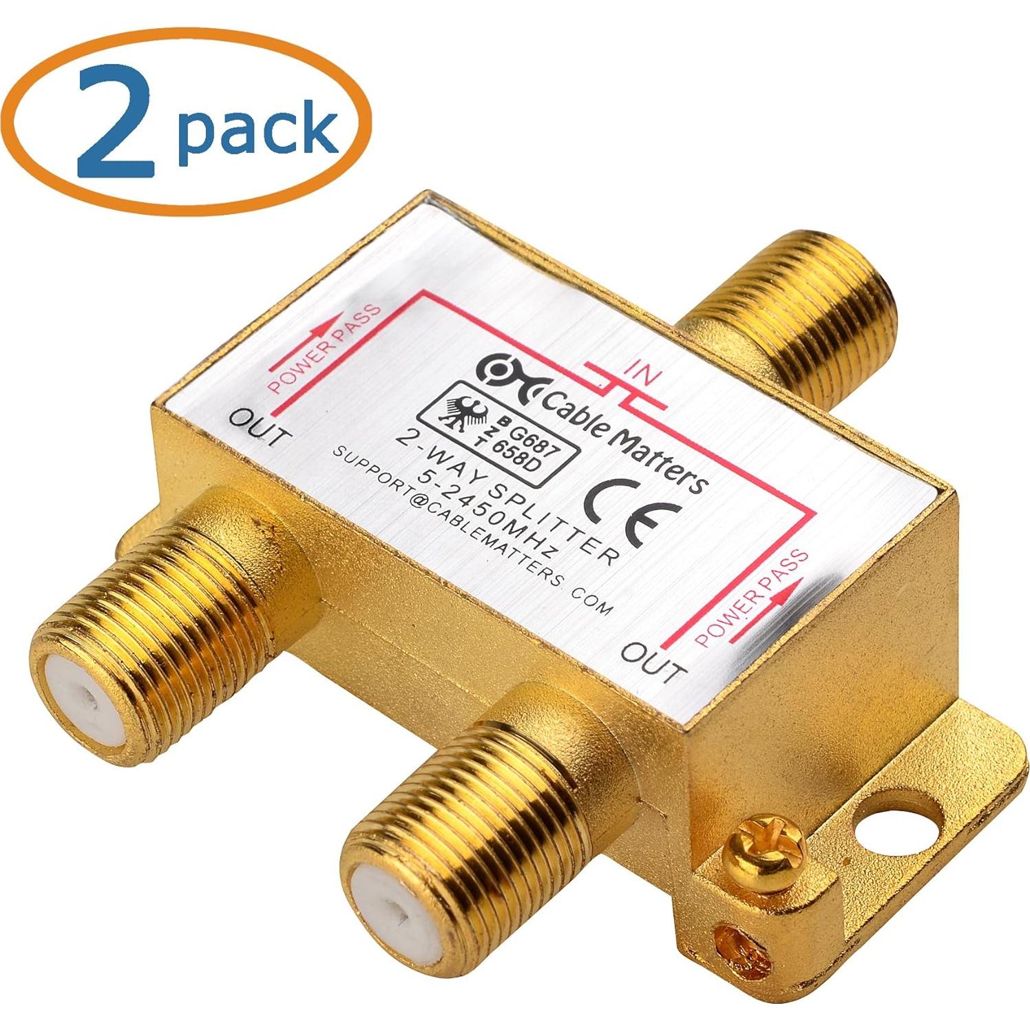 Divisor Coaxial 2 Vías Cable Matters Chapado en Oro