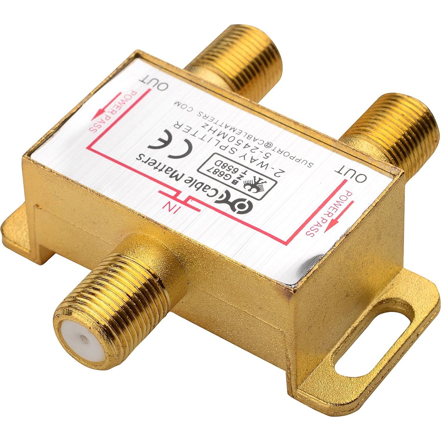 Divisor Coaxial 2 Vías Cable Matters Chapado en Oro