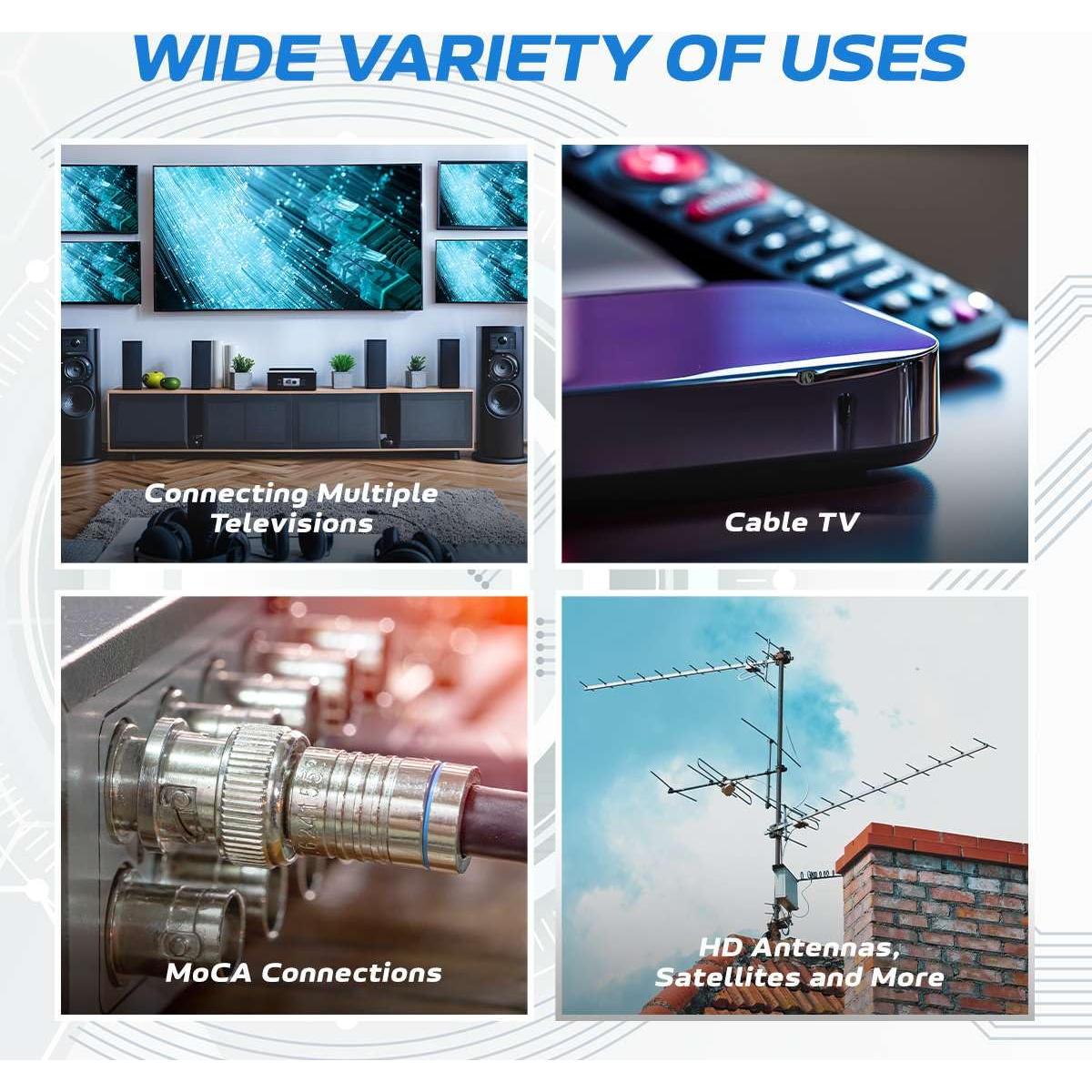 Divisor de Antena Coaxial Bi-Direccional 3 Vías Cables Direct Online