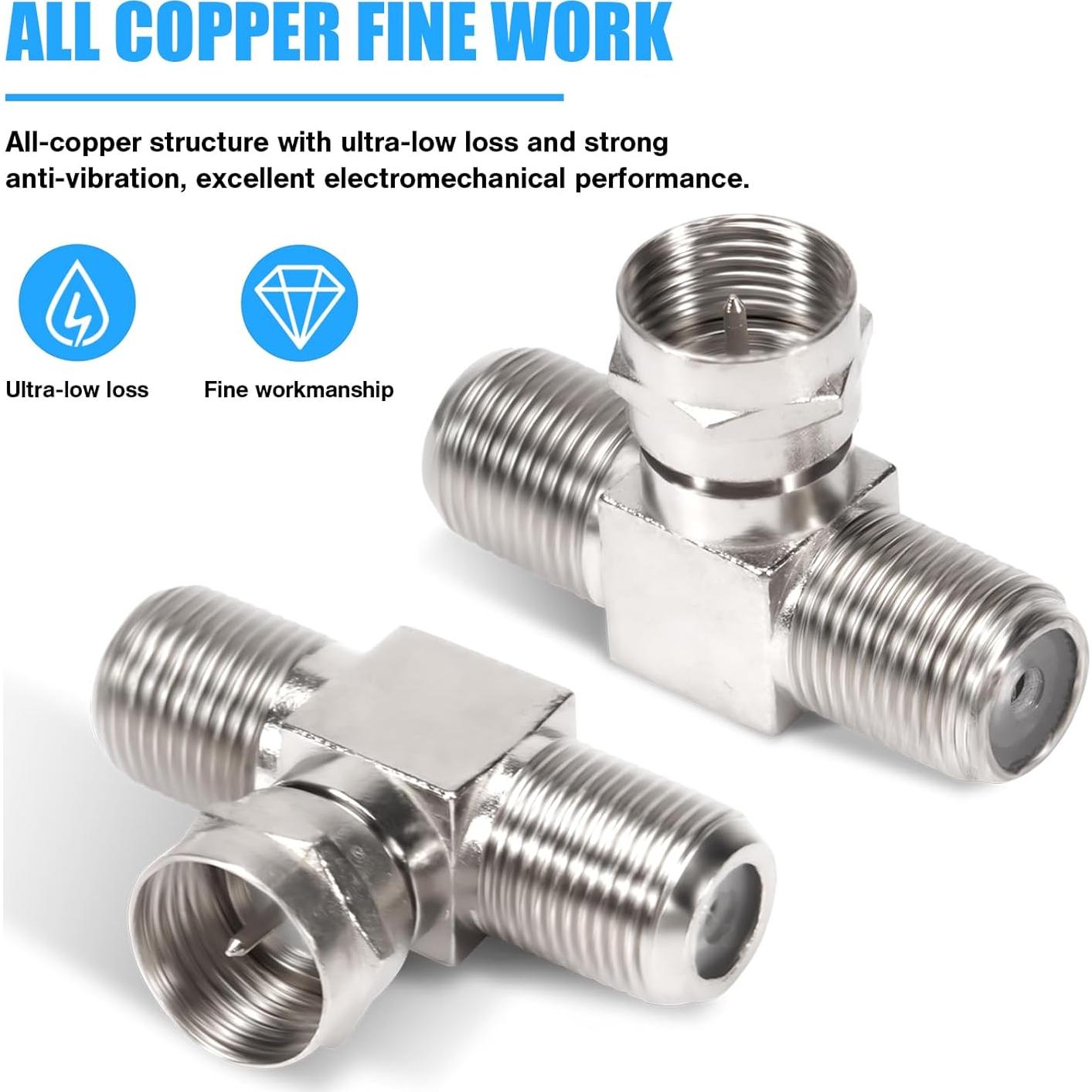 Paquete de 2 Divisores de Cable Coaxial F tipo RG6 Maodai