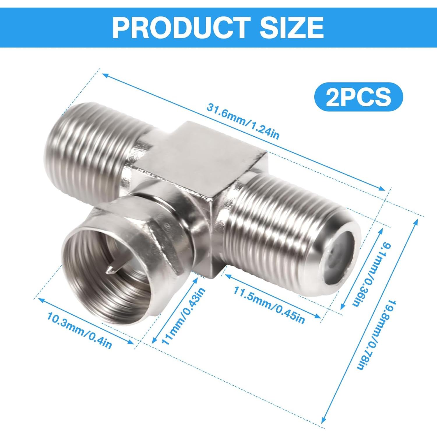 Paquete de 2 Divisores de Cable Coaxial F tipo RG6 Maodai