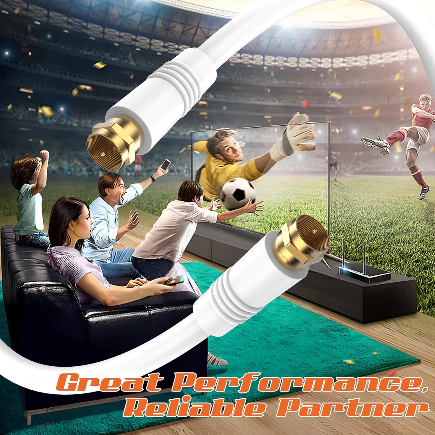 Cable coaxial RG6 0.61 m ECJTU con conectores chapados en oro