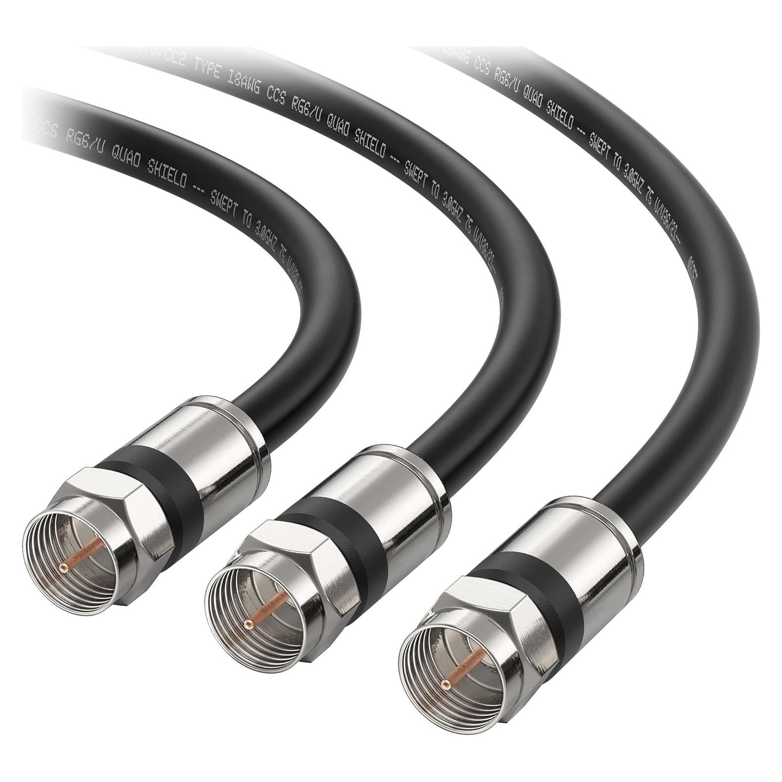 Cable Coaxial RG6 Cuádruple Blindado 0.91m - 3 Pack Cable Matters