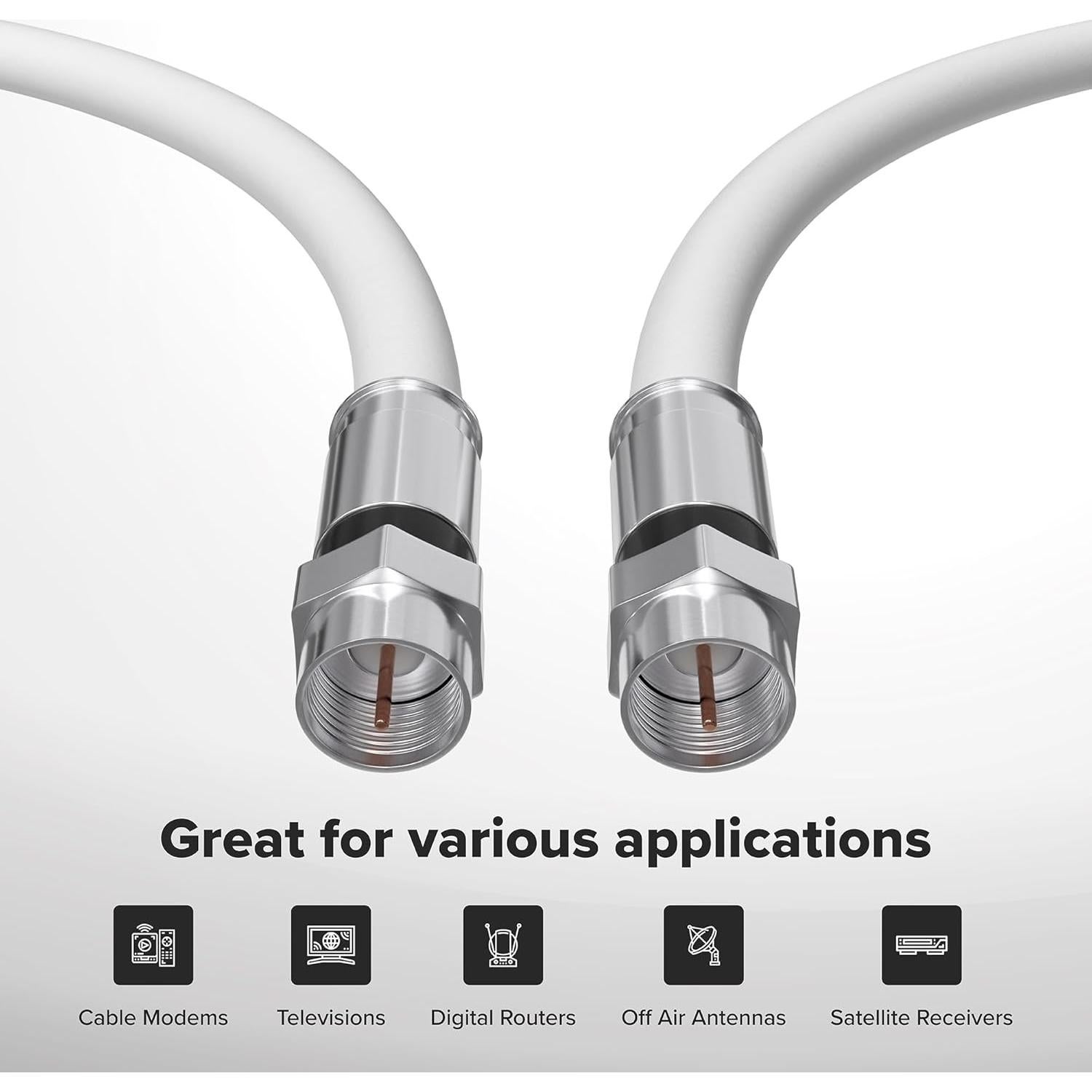 Cable Coaxial RG6 7m THE CIMPLE CO Doble Blindaje Blanco