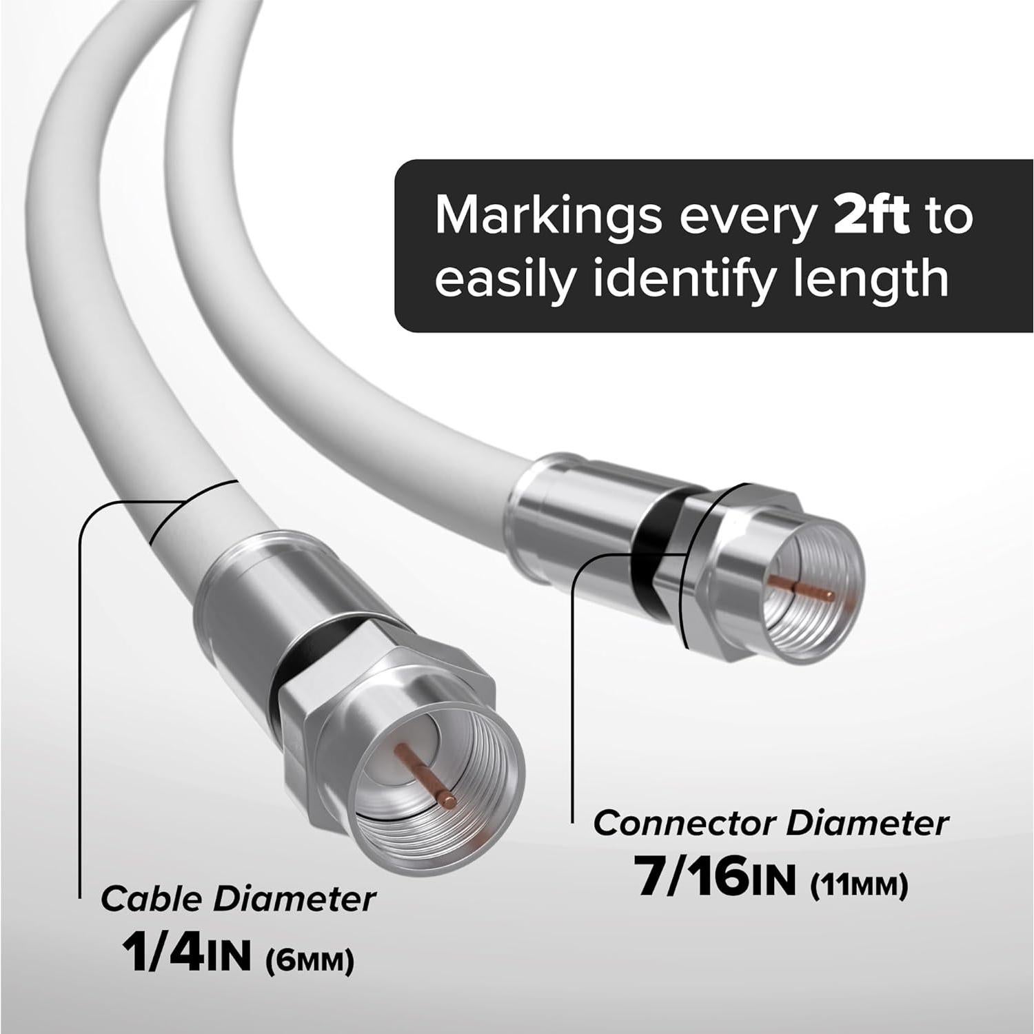 Cable Coaxial RG6 7m THE CIMPLE CO Doble Blindaje Blanco