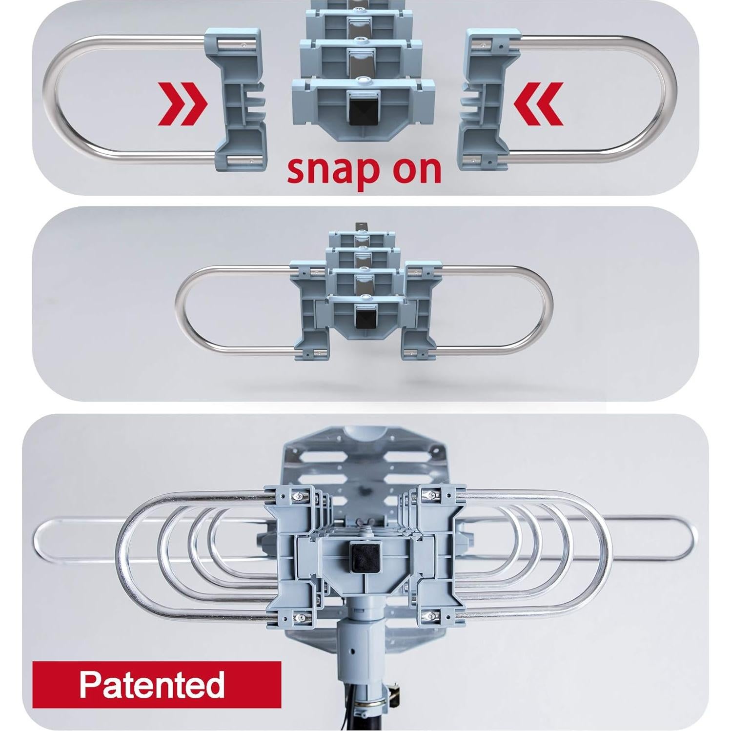 Antena de TV Exterior Amplificada PBD WA-2608 4K 1080P Control Remoto