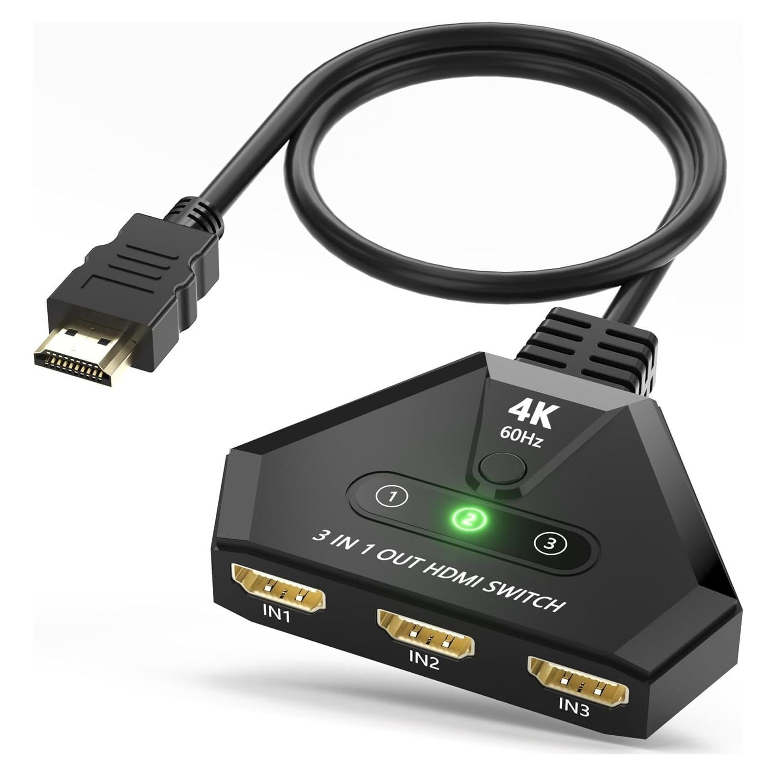 Conmutador HDMI 3 en 1 AUKOKIOULA 4K 60Hz Chapado en Oro