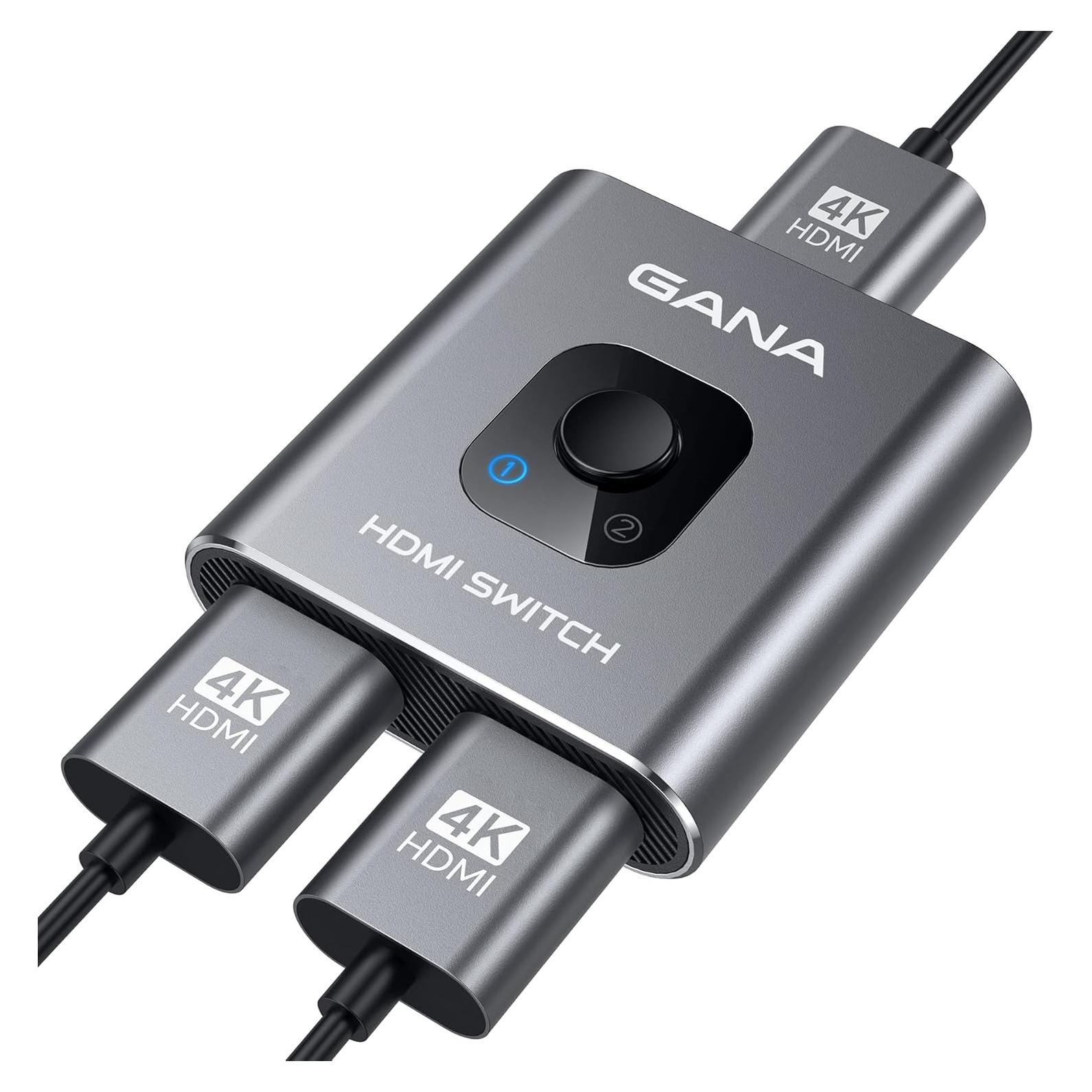 Conmutador HDMI 4K GANA Bidireccional 3 Puertos Aluminio