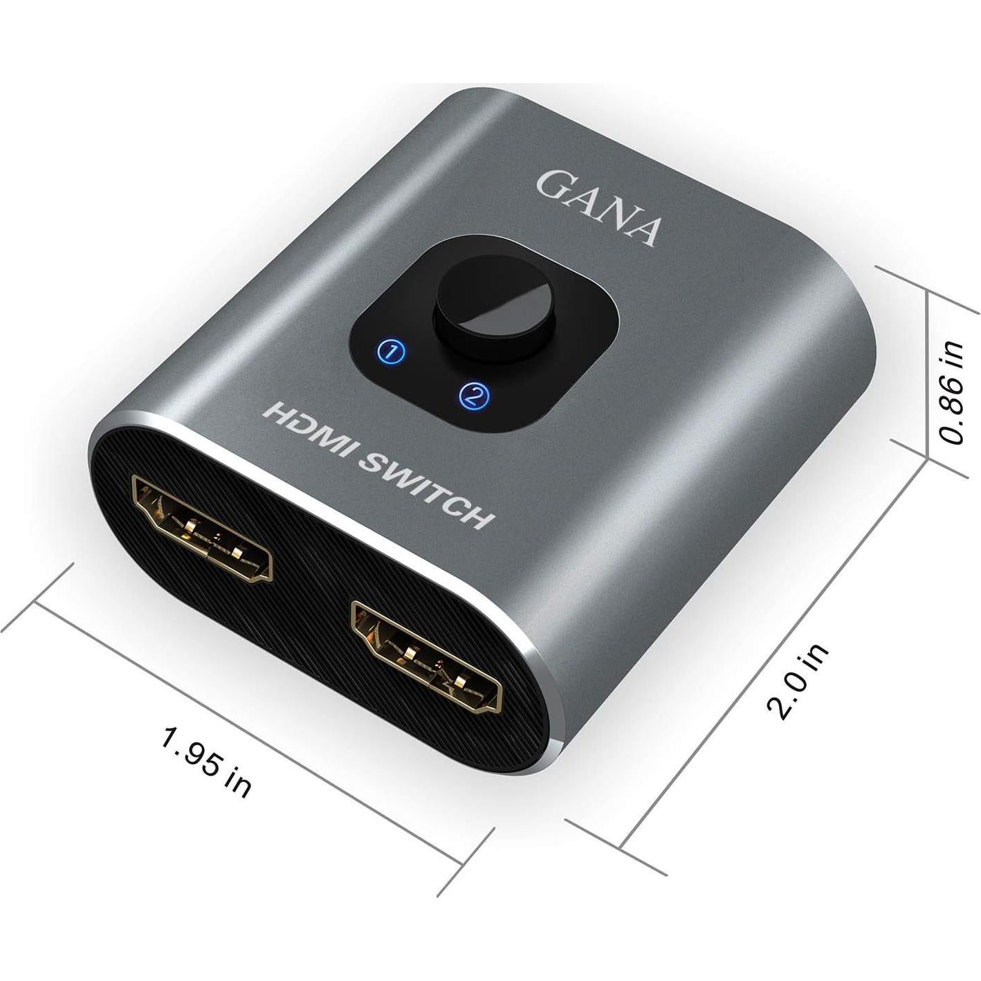 Conmutador HDMI 4K GANA Bidireccional 3 Puertos Aluminio