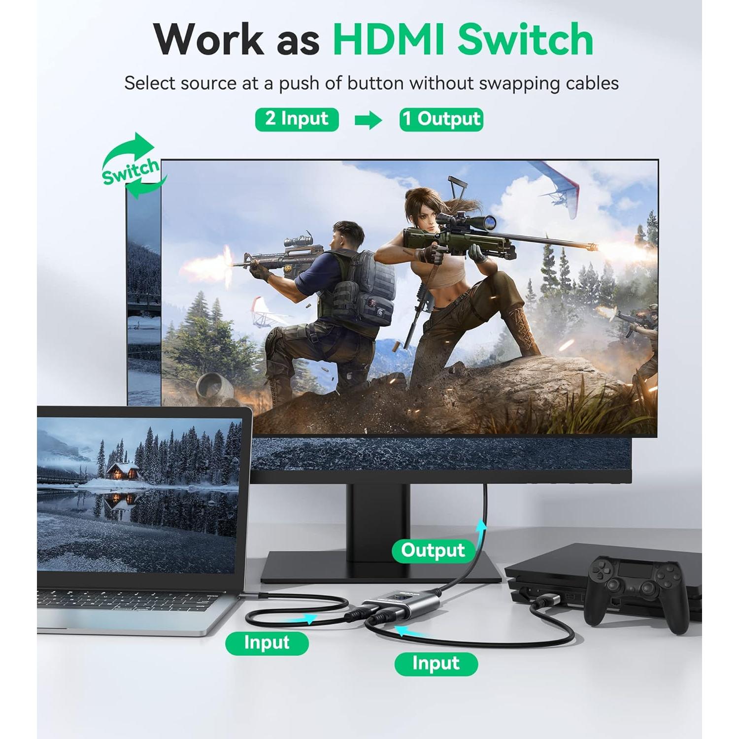 Conmutador HDMI 4K GANA Bidireccional 3 Puertos Aluminio
