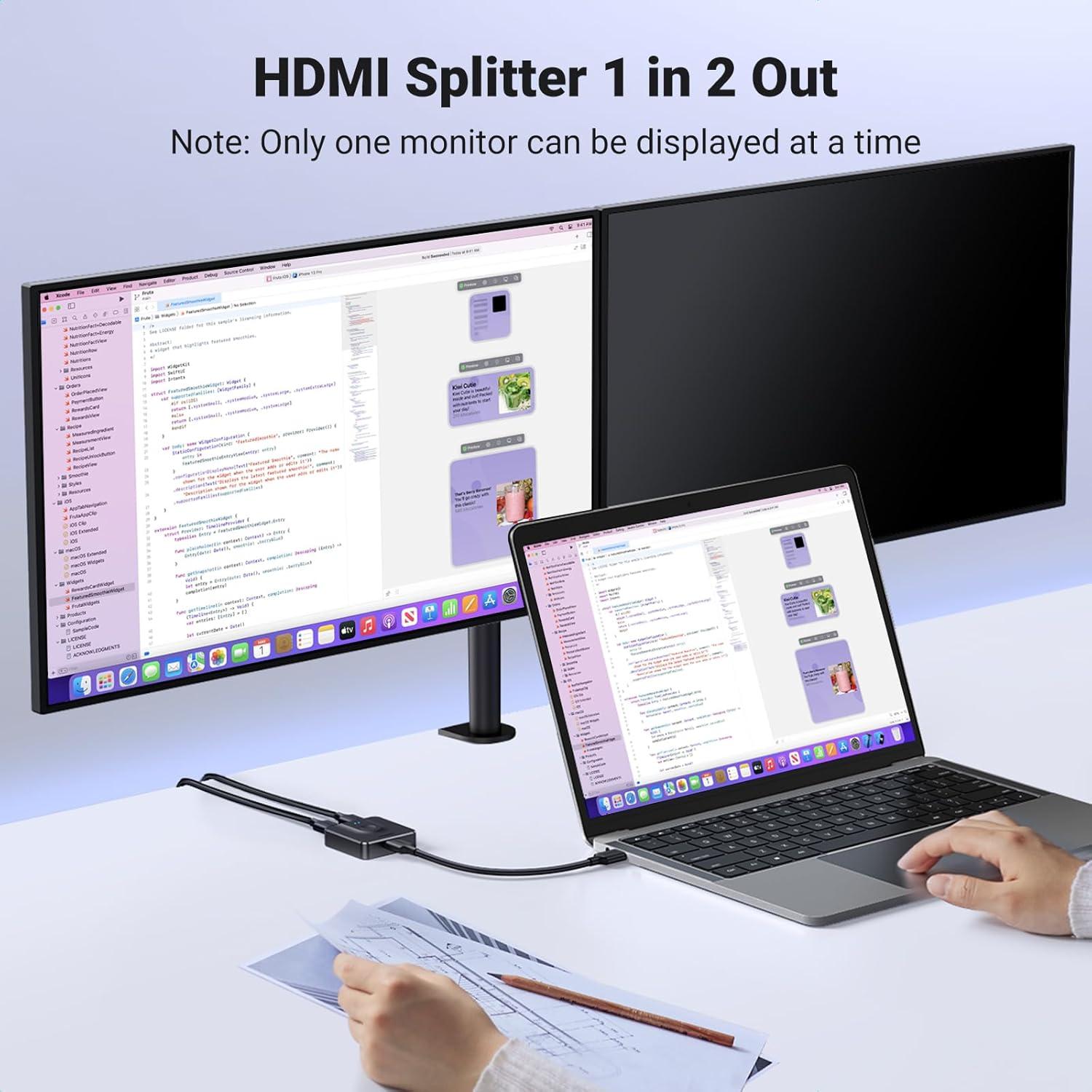 Divisor HDMI UGREEN 2 en 1 4K@60Hz Bidireccional Negro