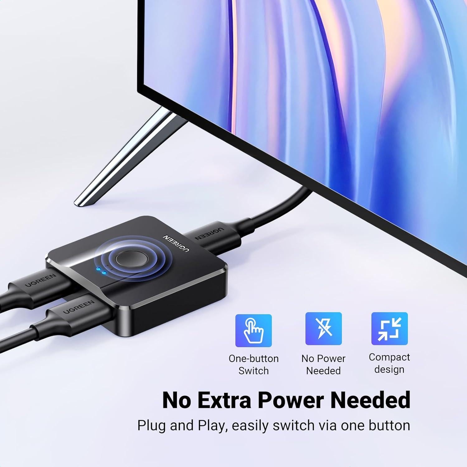 Divisor HDMI UGREEN 2 en 1 4K@60Hz Bidireccional Negro