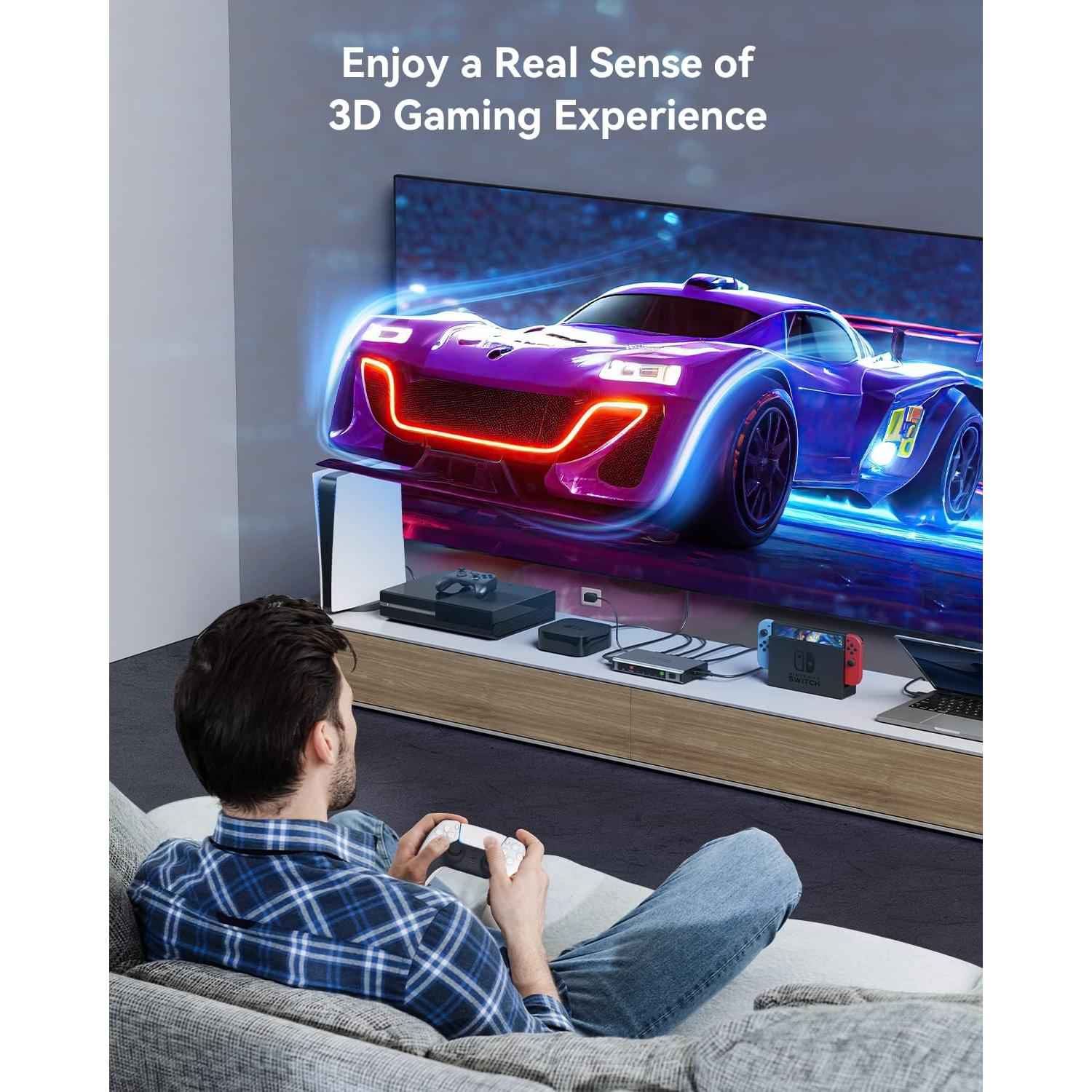 Conmutador HDMI 5 en 1 GANA 4K@60Hz con Control Remoto