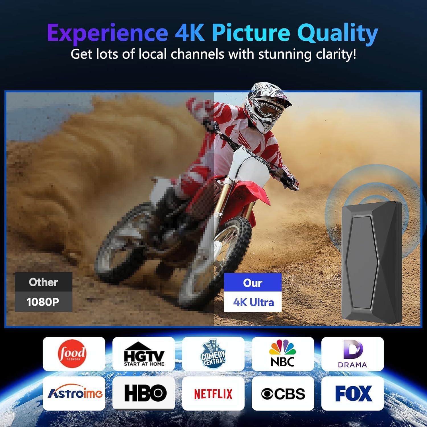 Antena de TV Fronguld TX-007 Interior/Exterior HD 4K Amplificada