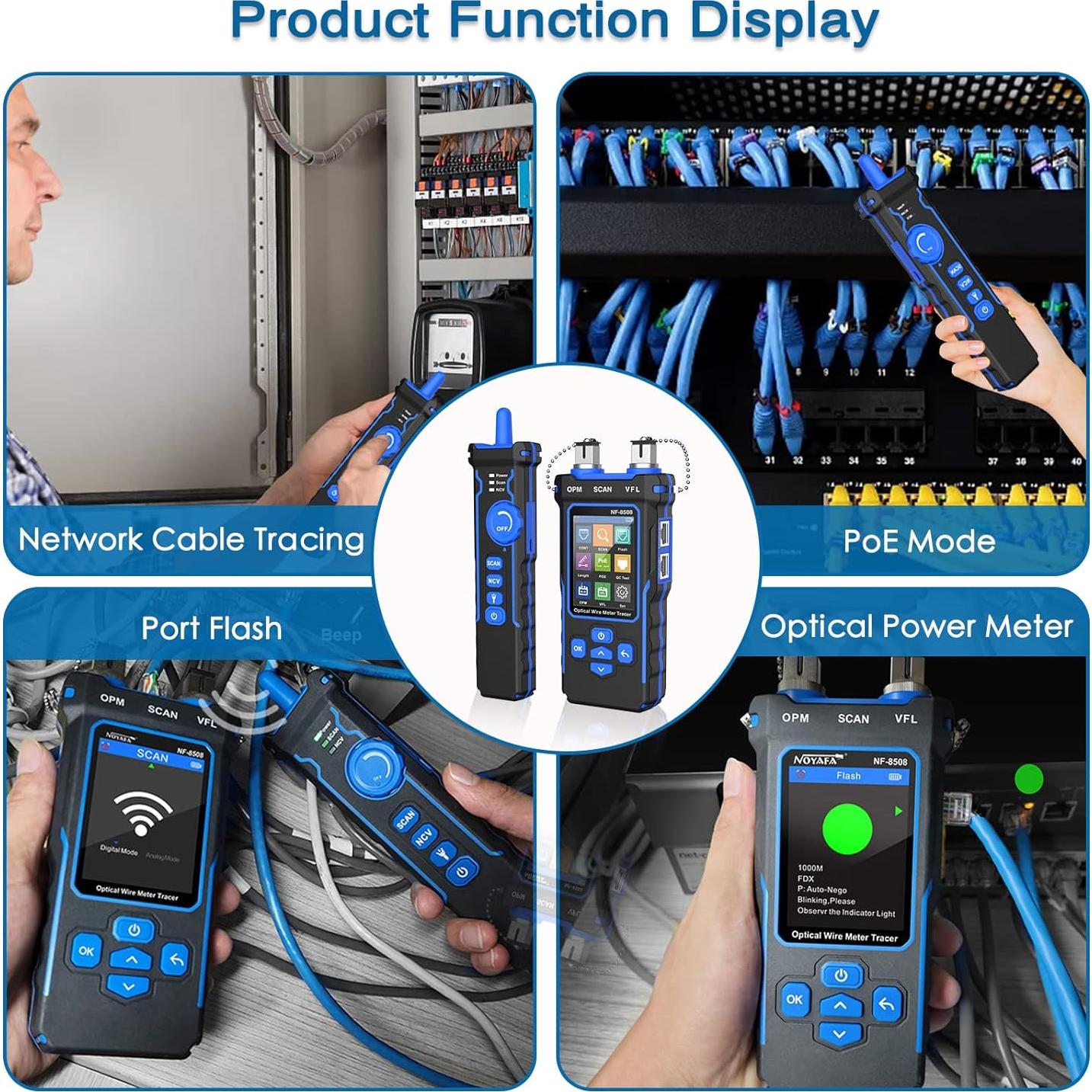 Probador de Cable de Red NOYAFA NF-8508 con Medidor Óptico