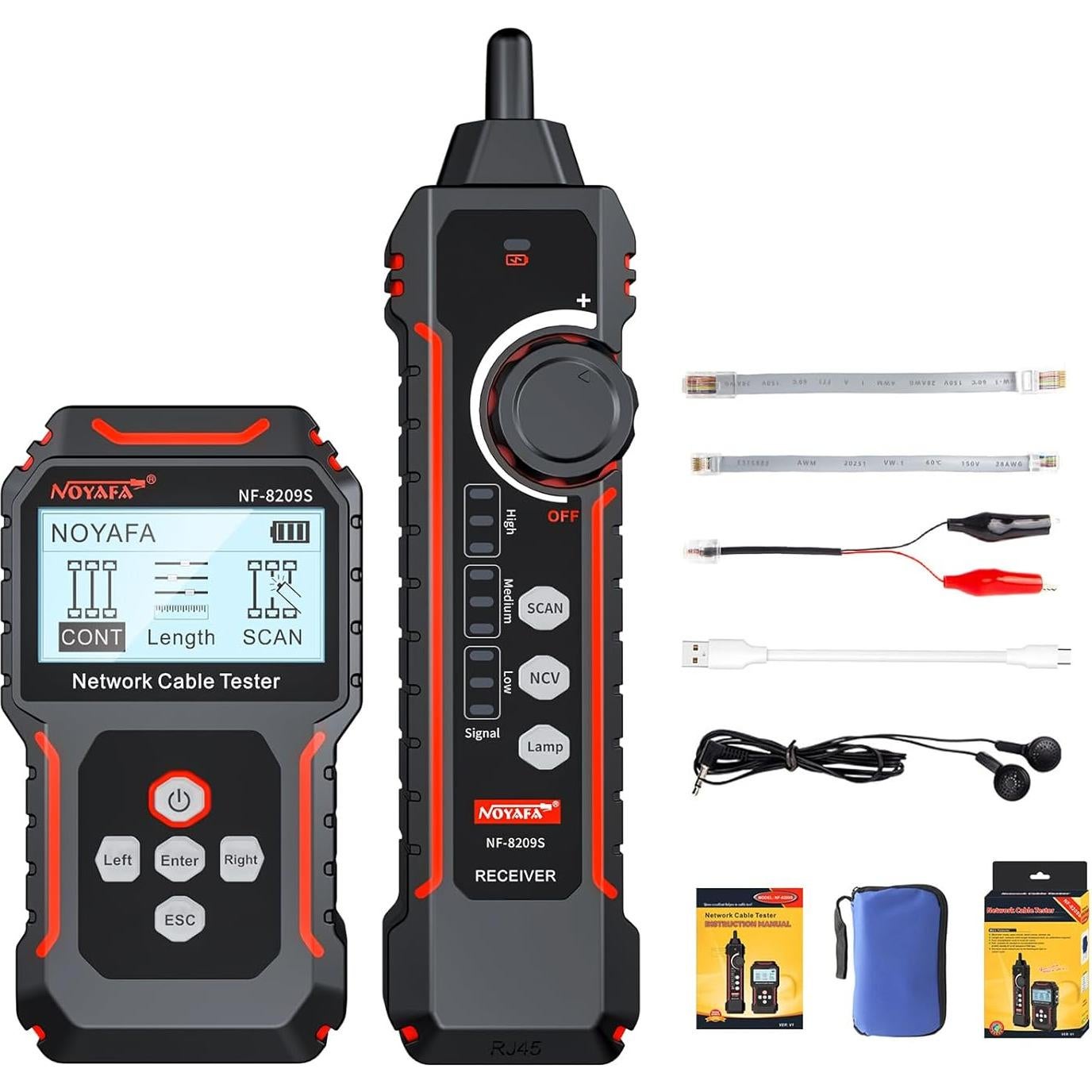 Probador de Cable de Red NOYAFA NF-8209S con PoE y LED