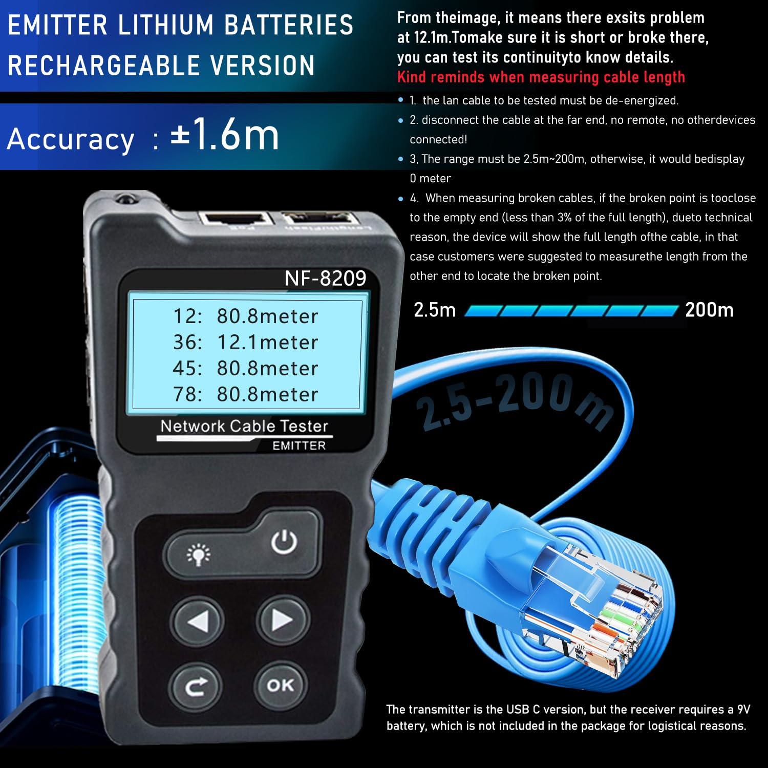 Probador de Cable de Red NOYAFA NF-8209 Multifuncional