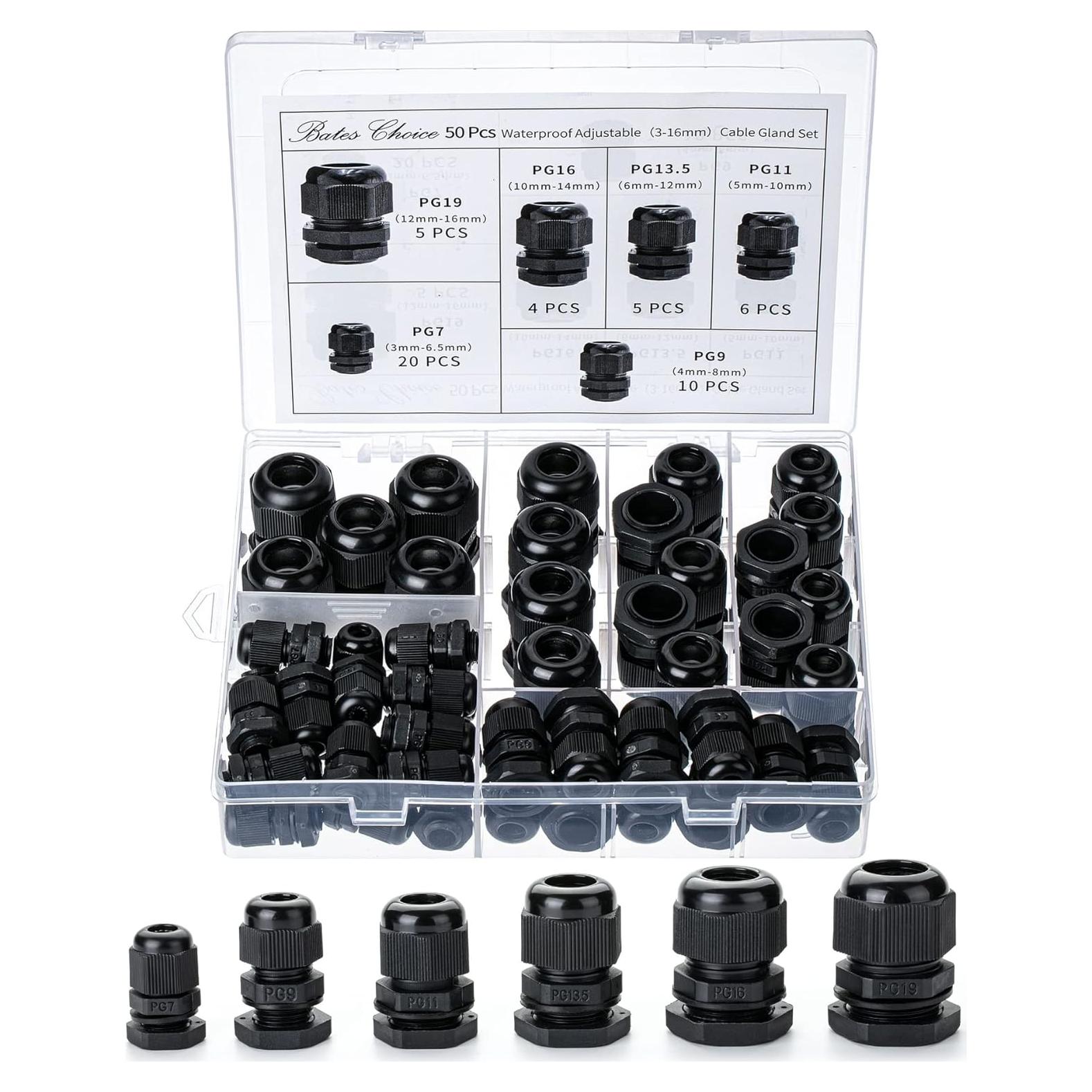 Conectores de Cable Impermeables Bates 50 Pcs IP68 Nylon