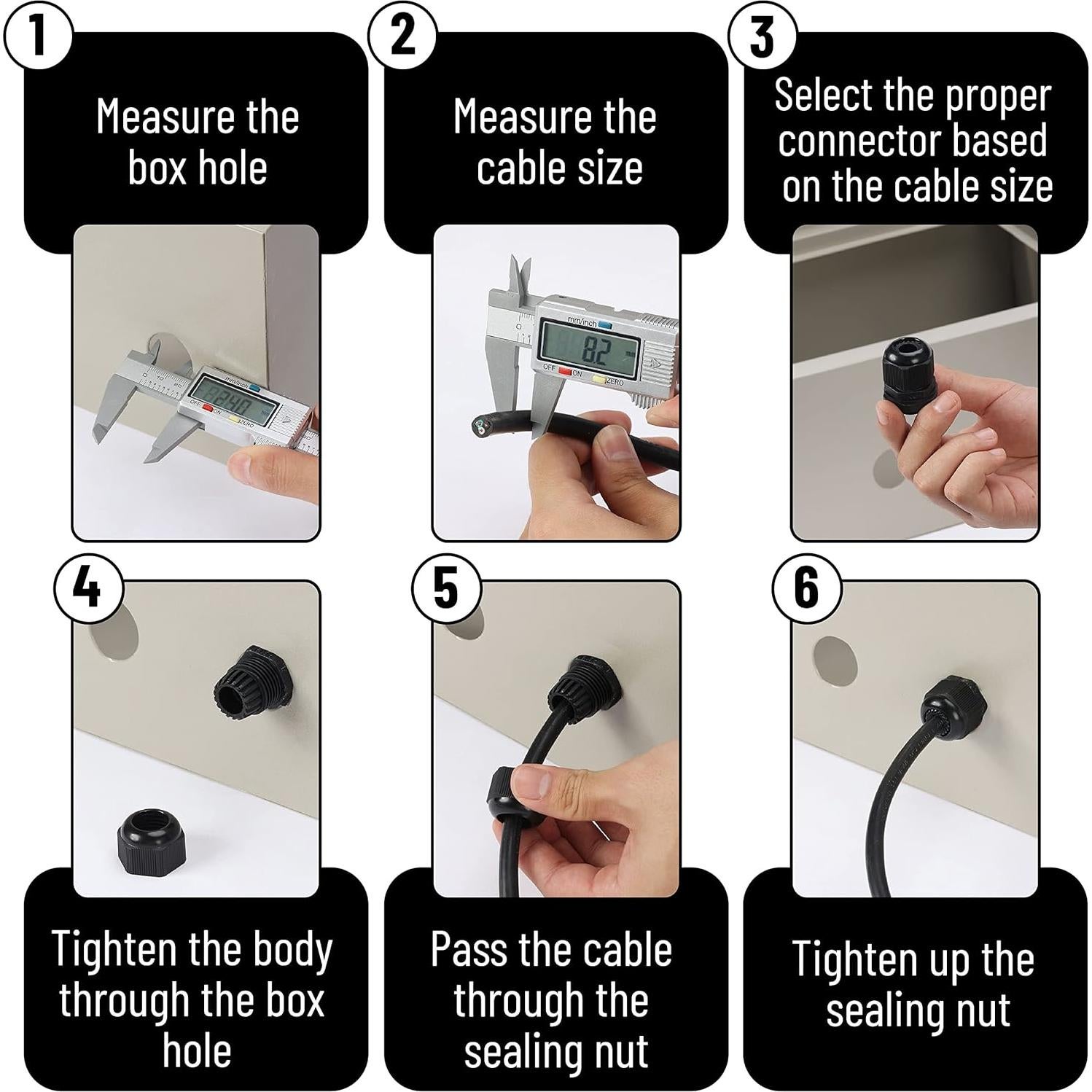 Conectores de Cable Impermeables Bates 50 Pcs IP68 Nylon