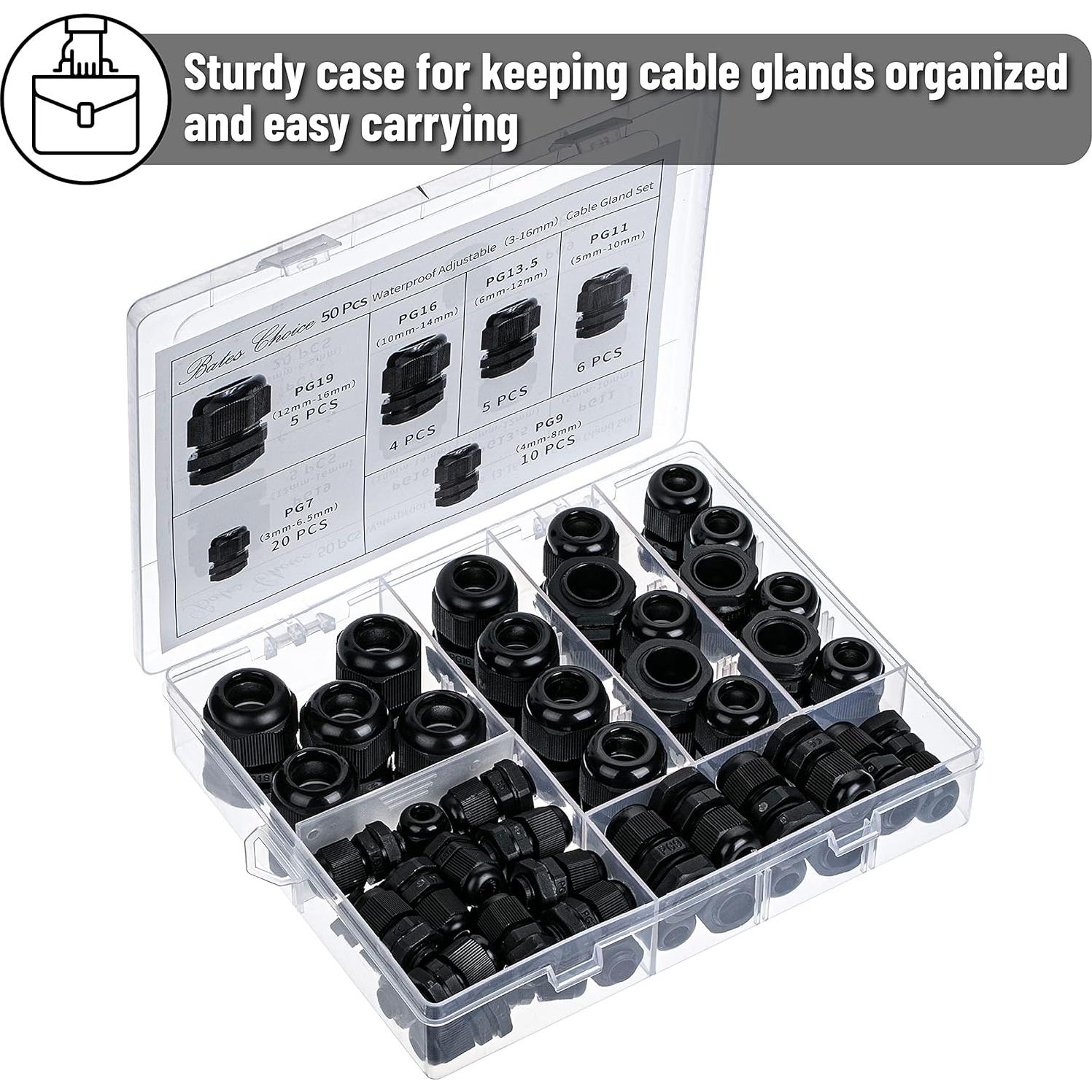 Conectores de Cable Impermeables Bates 50 Pcs IP68 Nylon