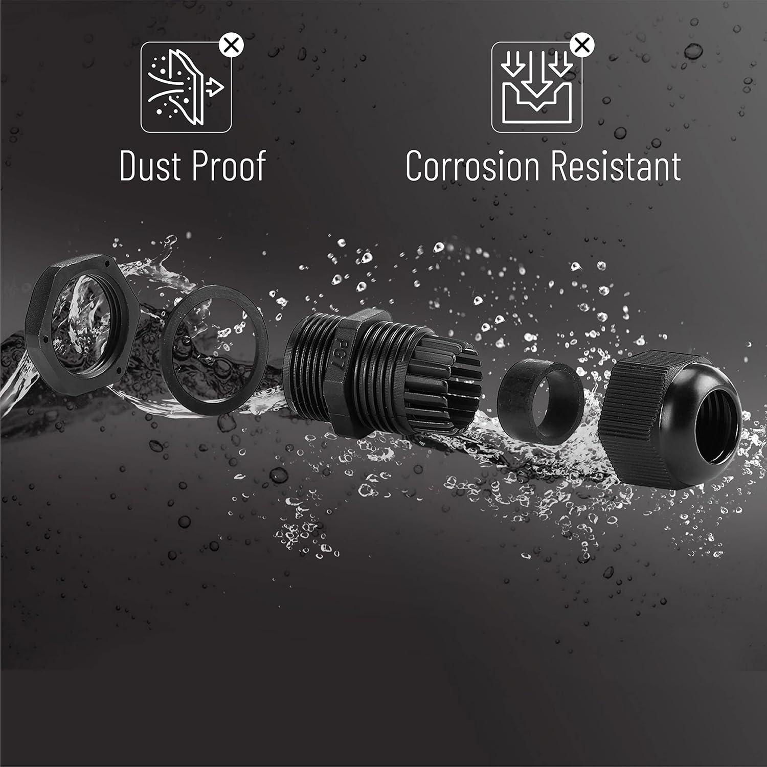 Conectores de Cable Impermeables Bates 50 Pcs IP68 Nylon