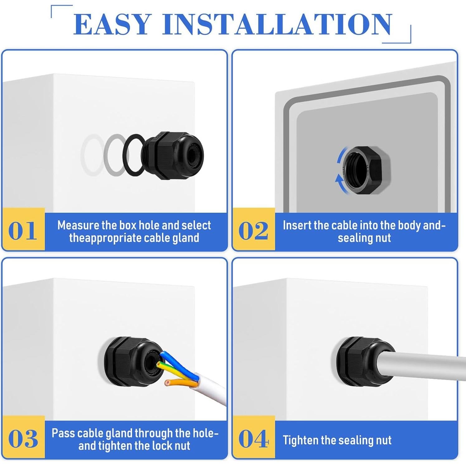 Kit de Conectores de Cable Duraaamo 100pcs Nylon Impermeables