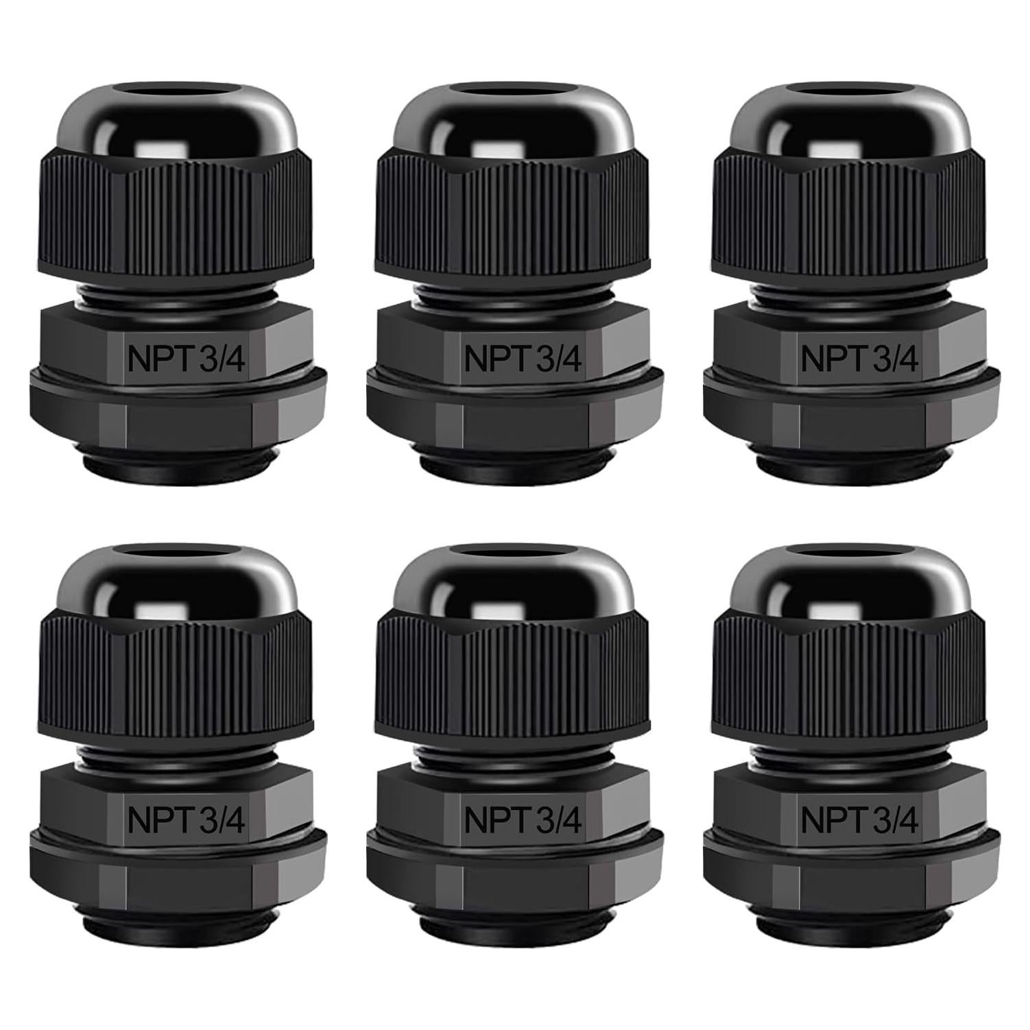 Entradas de Cable 3/4" NPT AIRIC 6 Pcs Nylon IP68 Impermeable